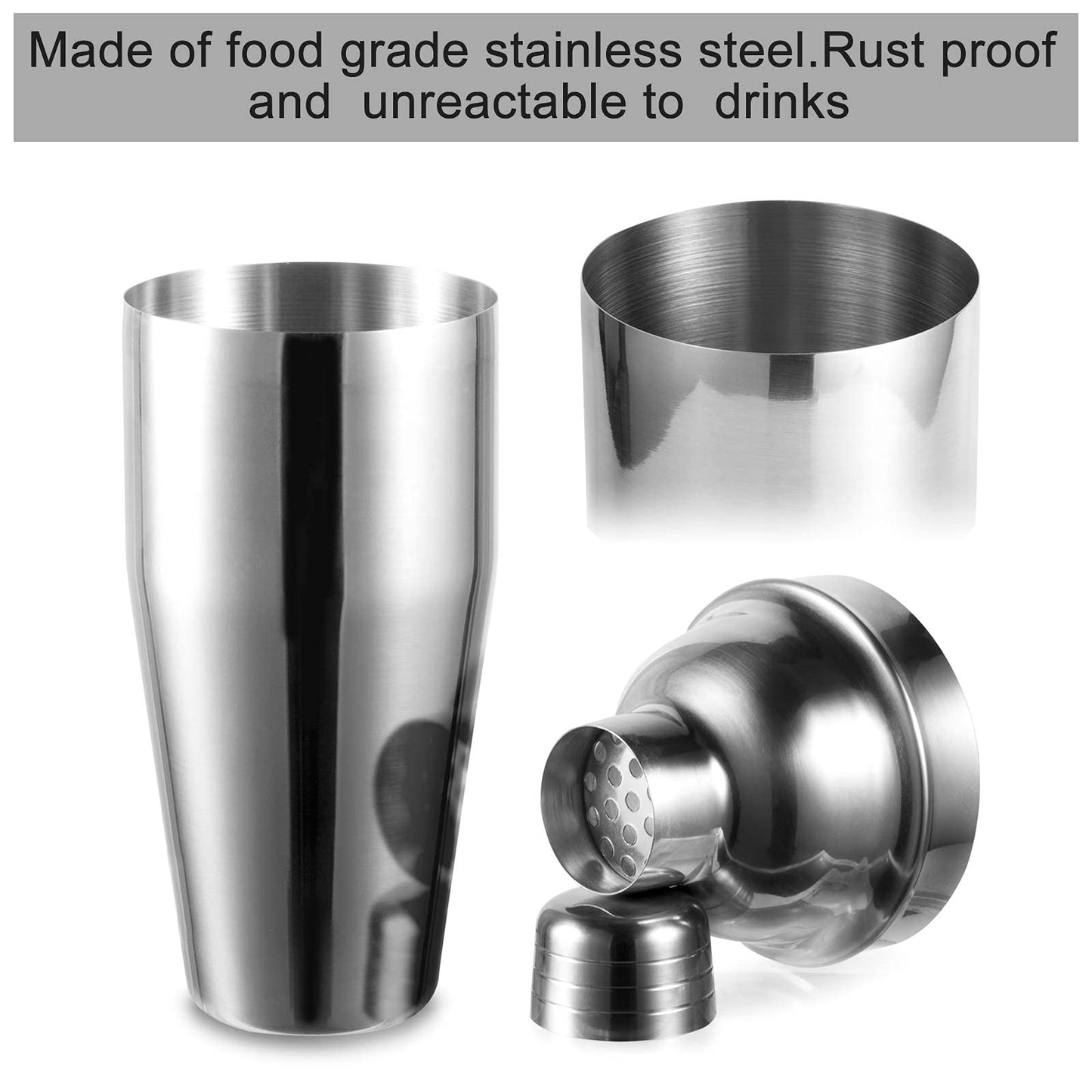 WPHUAW 24oz Cocktail Shaker Bar Set-Professional Margarita Mixer Drink Shaker Professional Stainless Steel Bar Tools Built-in Bartender Strainer for Martini Kit