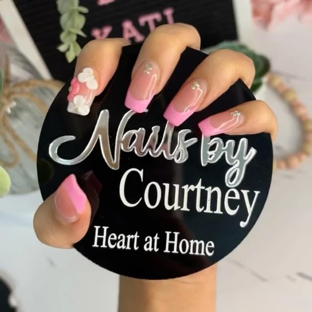 Custom Nail Logo,Personalized 3D Acrylic Nail Photo Prop,Nail Technician Gift,Prop for Nail Techs, Nail Selfie,Nail Photo Prop (black,10cm)