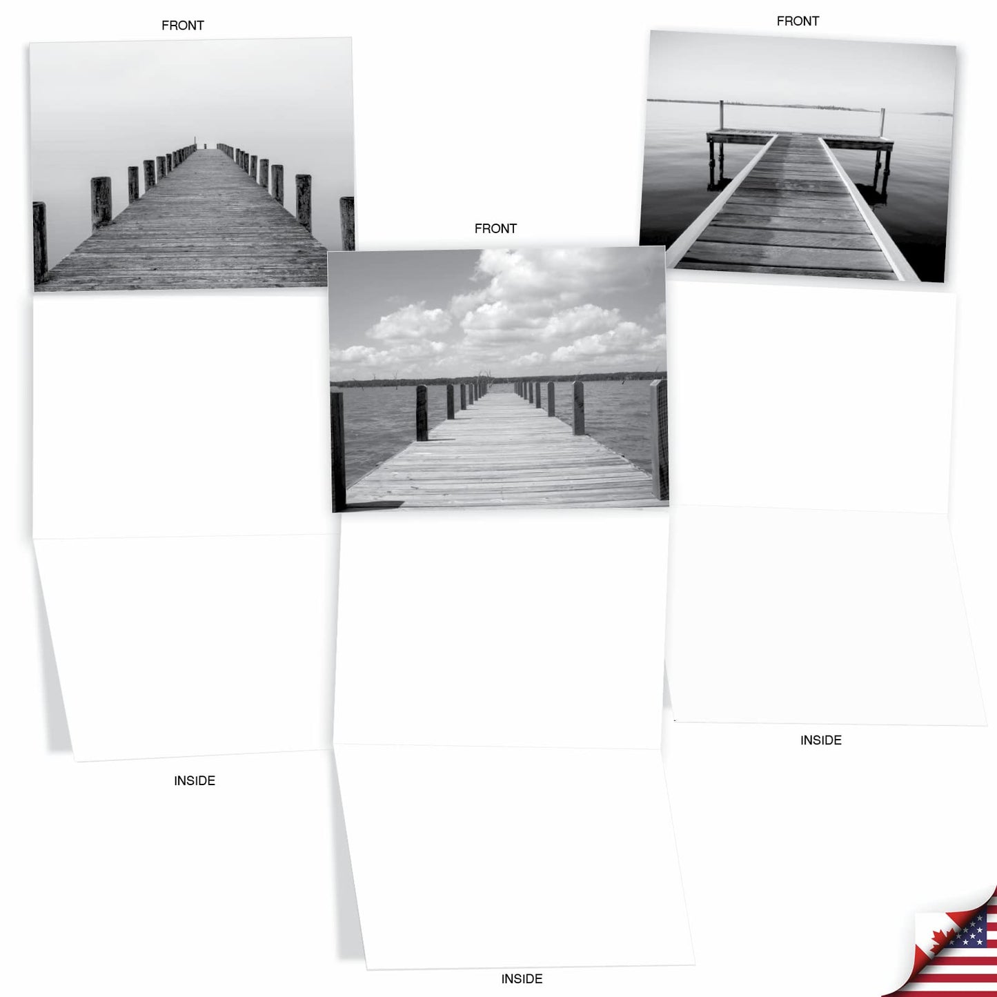 The Best Card Company - 10 Blank Note Cards with Envelopes (4 x 5.12 Inch) - Black & White Photos, Bulk Boxed Set - Slip Notes M6453OCB