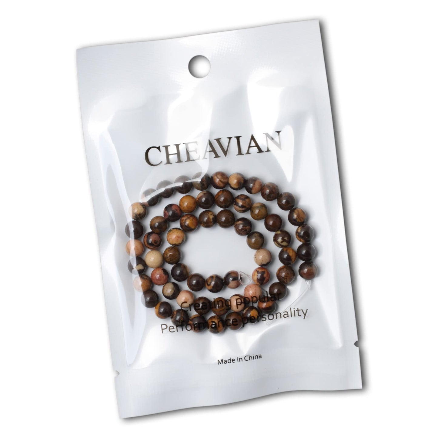 CHEAVIAN 60PCS 6mm Natural Africa Picture Jasper Gemstone Round Loose Beads for DIY Bracelet Necklace Earrings Jewelry Making 1 String 15 Inches