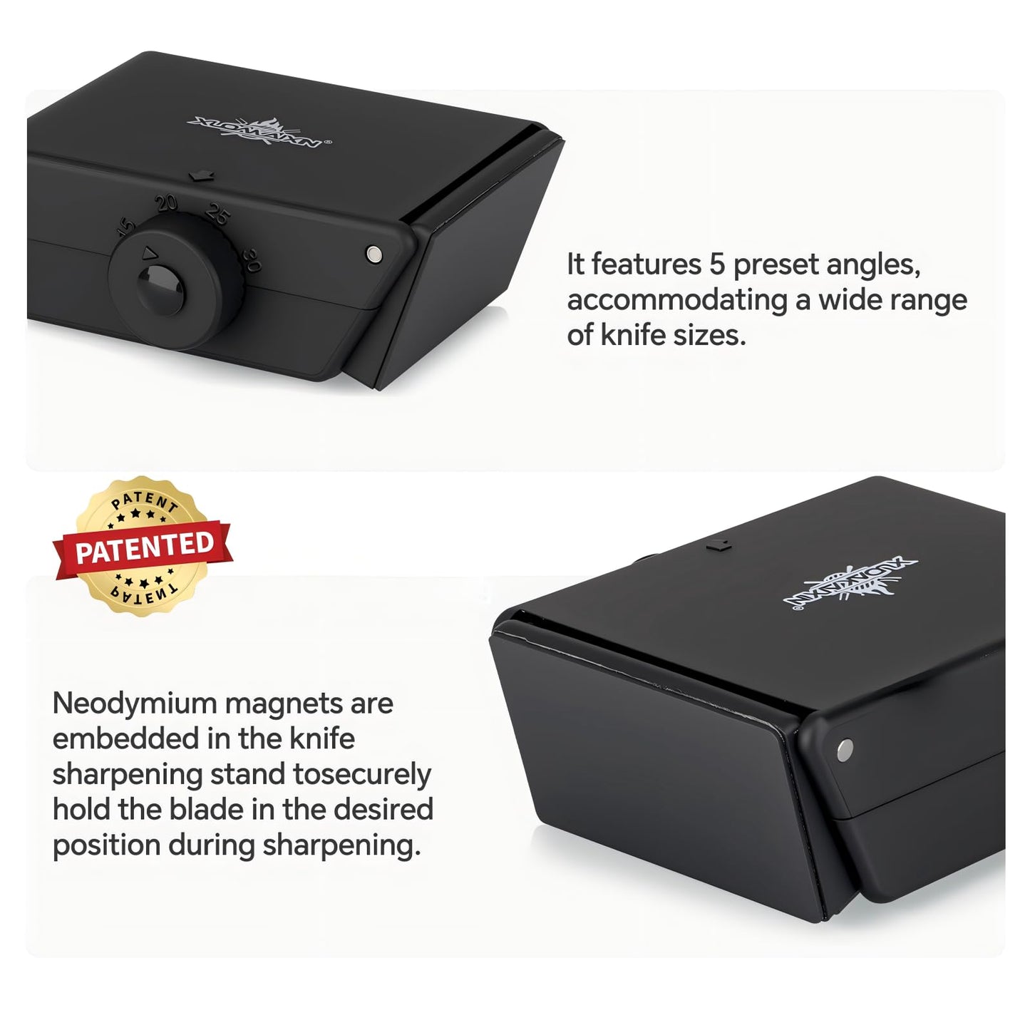 The Innovative Knife Sharpener - Patented Multi-Angle Premium Rolling Knife Sharpener with Extra Replacement Head for Chef's, Fruit, and All Steel Knives (Black)