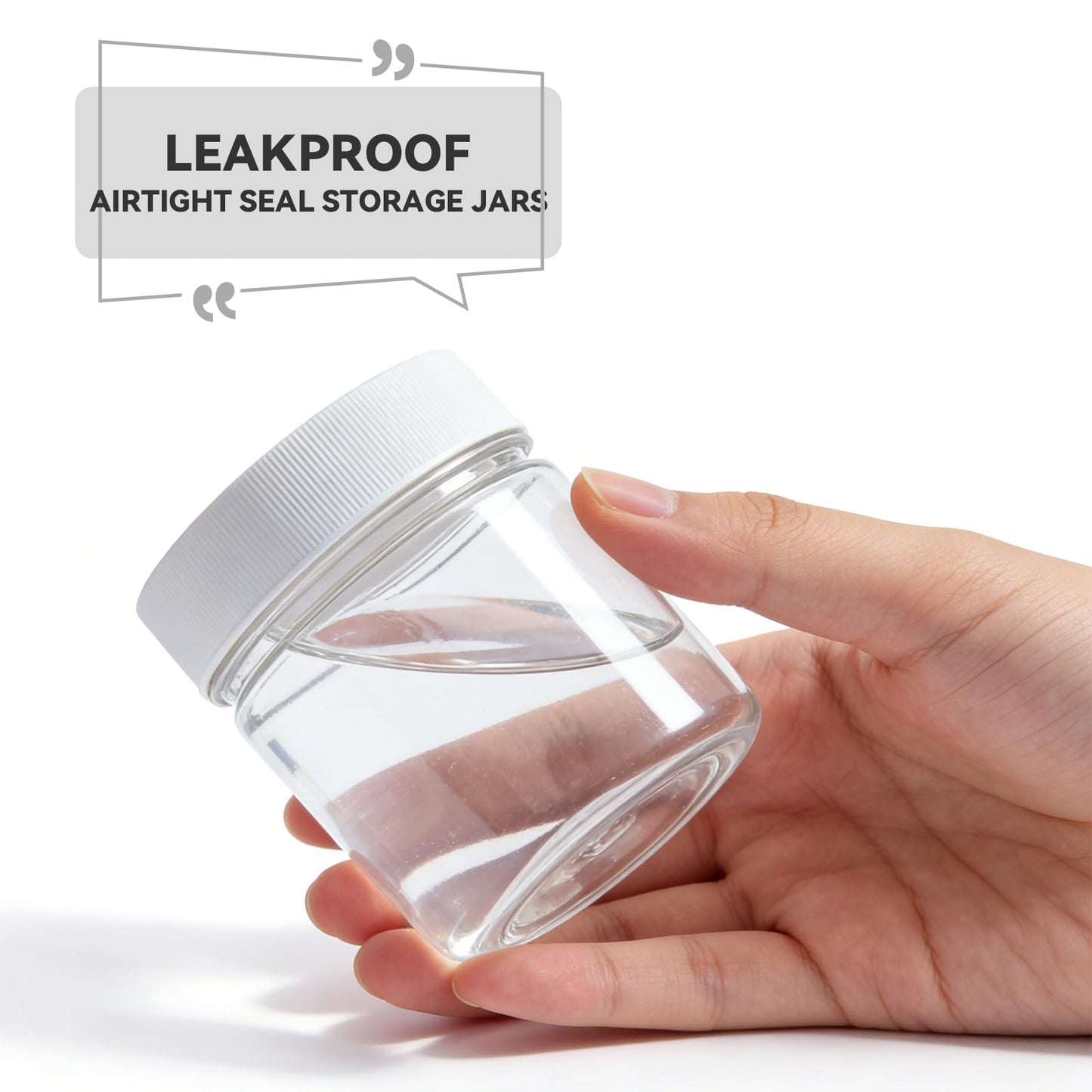 novelinks 8 oz Clear Plastic Jars with Airtight Lids, 8oz PET Plastic Containers, Refillable Storage Slime Containers & Small Spice Jars for Kitchen Organization (White, 24 Pack)
