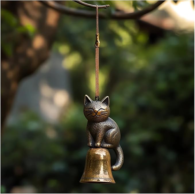 Cat Wind Chime 2025 New Unique Cat Garden Decor Outdoor Cat Statue Themed Gifts Wind Chimes for Cat Lovers Women Hanging Memorial Ornaments Windchimes Bell Outside Yard Home Porch Decorations (D1)