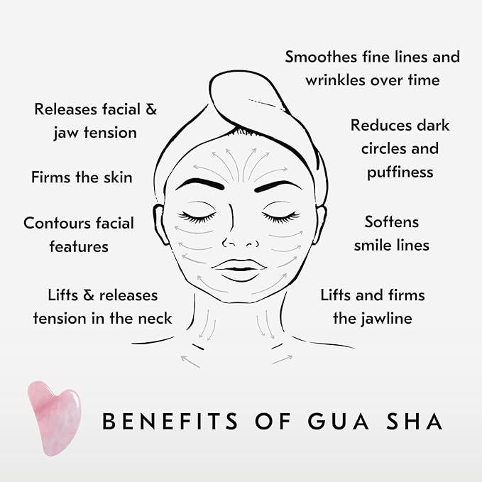 Mount Lai Rose Quartz Gua Sha Facial Tools – The Stone of Love – Face & Body Guasha Tools for Self-Care, Massager for Sculpting, Muscle Tension Relief & Puffiness Reduction
