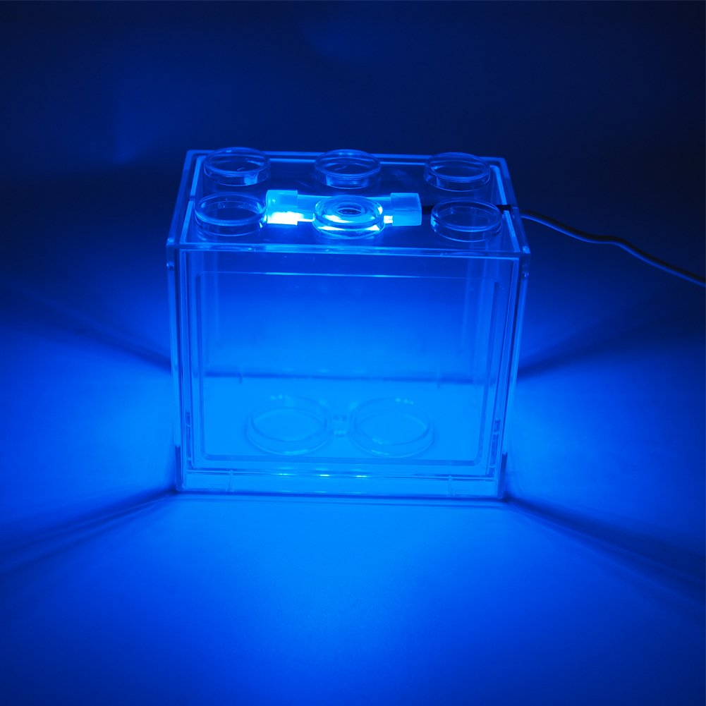 OMEM USB Mini Fish Tank, Desktop Micro-Landscape LED Aquarium Kit, Building Blocks Superimposed Fish Tank