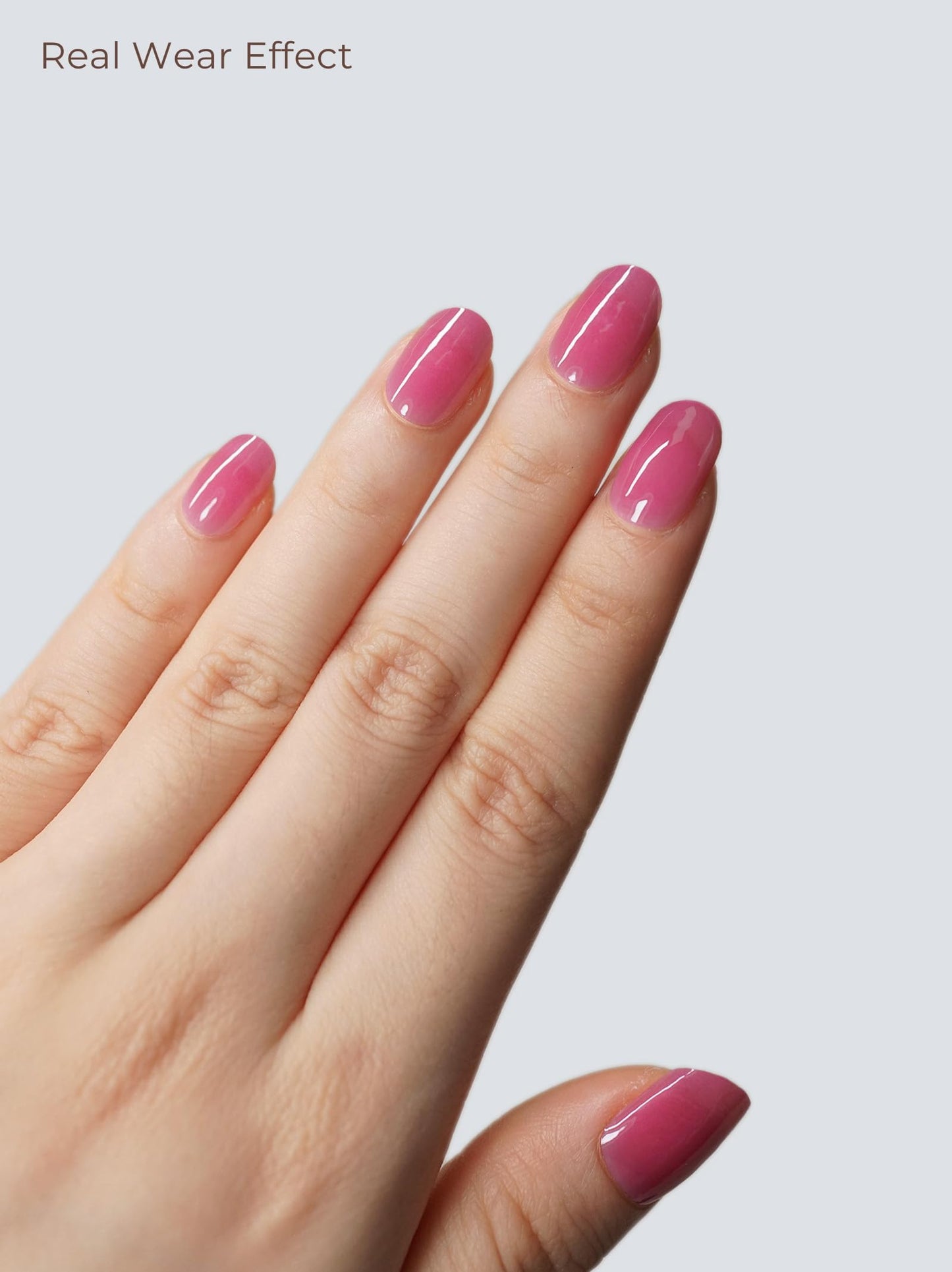Beaolata Real Gel Nail Strips (No UV Light Needed) - 44Pcs Salon Quality Nail Stickers - Long Lasting Polish Wraps for Women, Easy Apply & Remove (Passionfruit Pink)