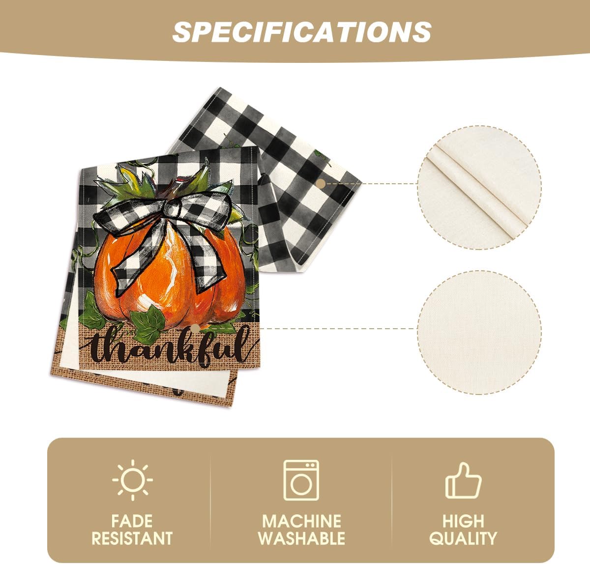 Artoid Mode Buffalo Plaid Bowknot Pumpkin Thankful Fall Table Runner, Autumn Thanksgiving Kitchen Dining Table Decoration for Home Party Decor 13x36 Inch