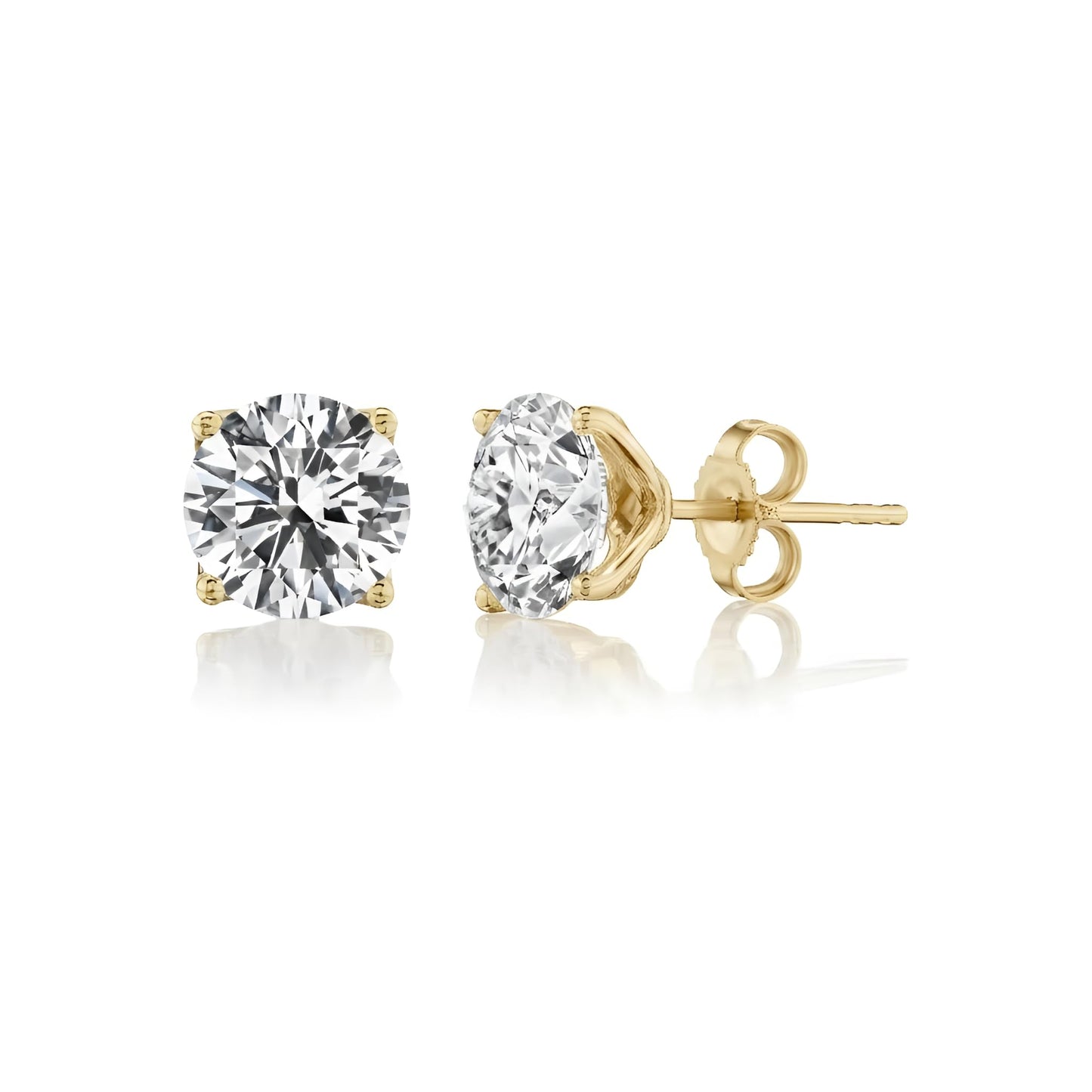 1/2 Carat Brilliant Cut Lab Grown Diamond Round Stud Earrings for Women in 14k Yellow Gold (G-H Color, VS1-VS2 Clarity, cttw) 4-Prong Classic Push Back Studs by Carbon Atelier