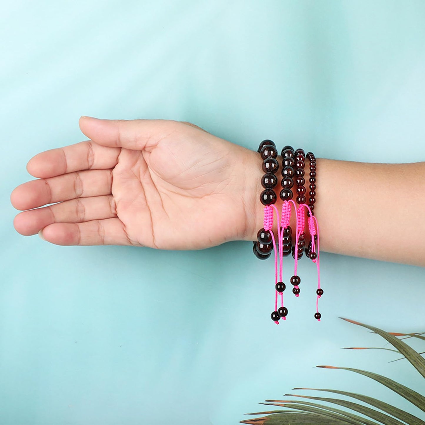AD Beads 4mm Garnet Bracelet - Stone of Devotion - Handmade Natural Stone Crystal Bracelet with Adjustable Macrame String - Yoga Healing Power Energy Gifts for Men and Women