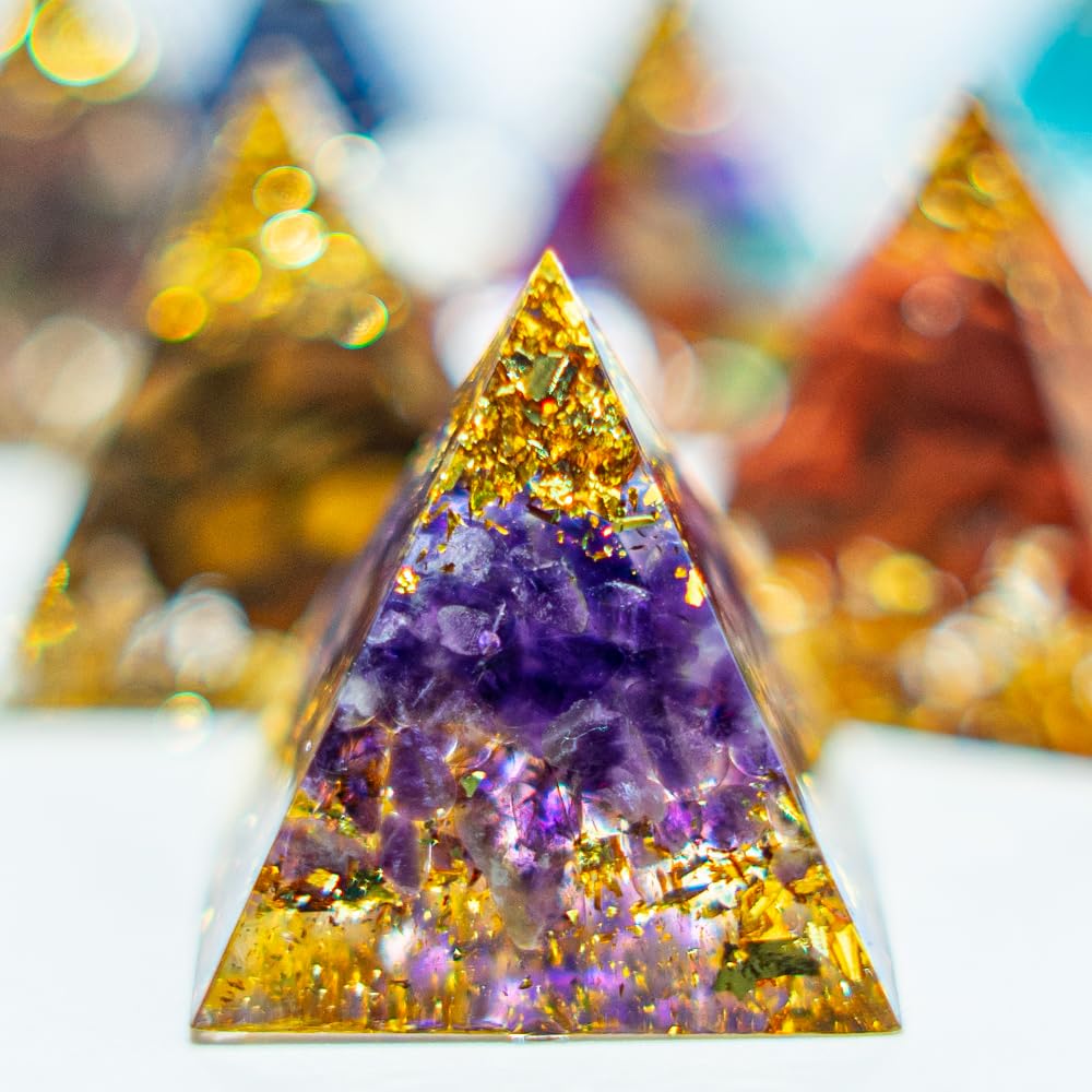 1.18inch Mini Natural Crystal Pyramid Statue Crafts Quartz Amethyst Chakra Crystal Pyramid Shape Meditation Tool Home Decoration Ornaments Gifts (Amethyst Cornucopia 1.18inch 12PCS)