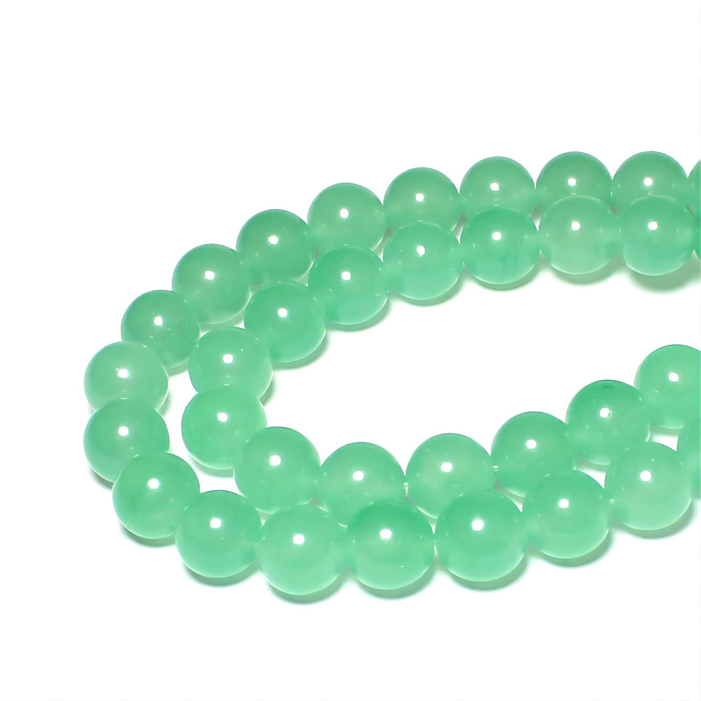 MJDCB Stone Beads 8mm 43pcs Round Mint Green Jade Loose Gemstone Bead Charms for Jewelry Making Bracelet Necklace Earring Pendant
