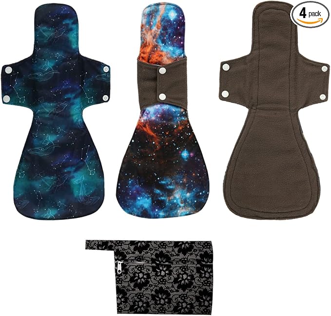 Washable Cloth Menstrual Pads/Mama Cloth/Reusable Sanitary Pads (Black Lace, 16 inch/Overnight)