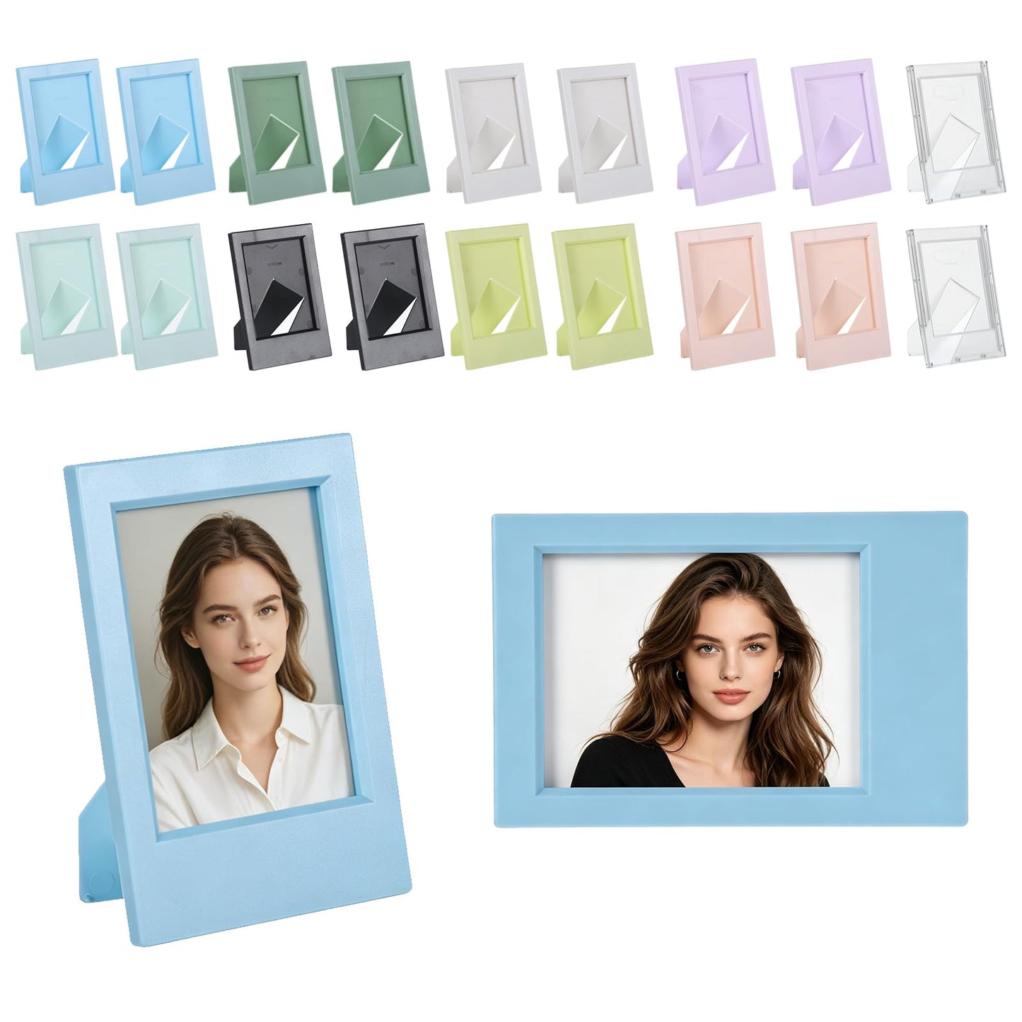 Wopgrty 18 Pack 2x3 Mini Photo Frames Set, 9 Colors Mini Picture Frames with Stand, 3 Inch Polaroid Picture Frame for Living room, Bedroom, Study and Children's Room