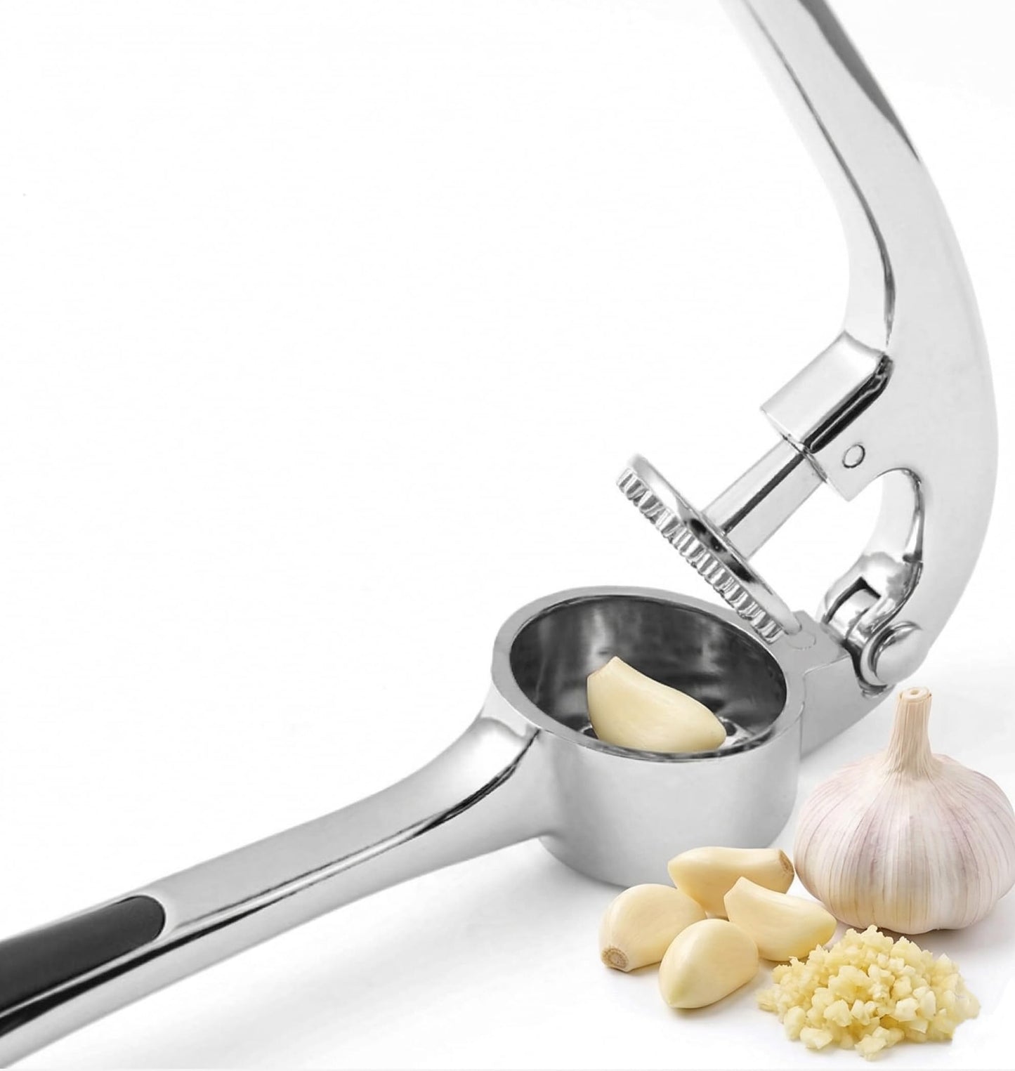 Heavy Duty Zinc Alloy Garlic Press & Mincer - Professional Rust-Proof Crusher for Garlic, Ginger and Nuts - Ergonomic Easy Squeeze Kitchen Gadget