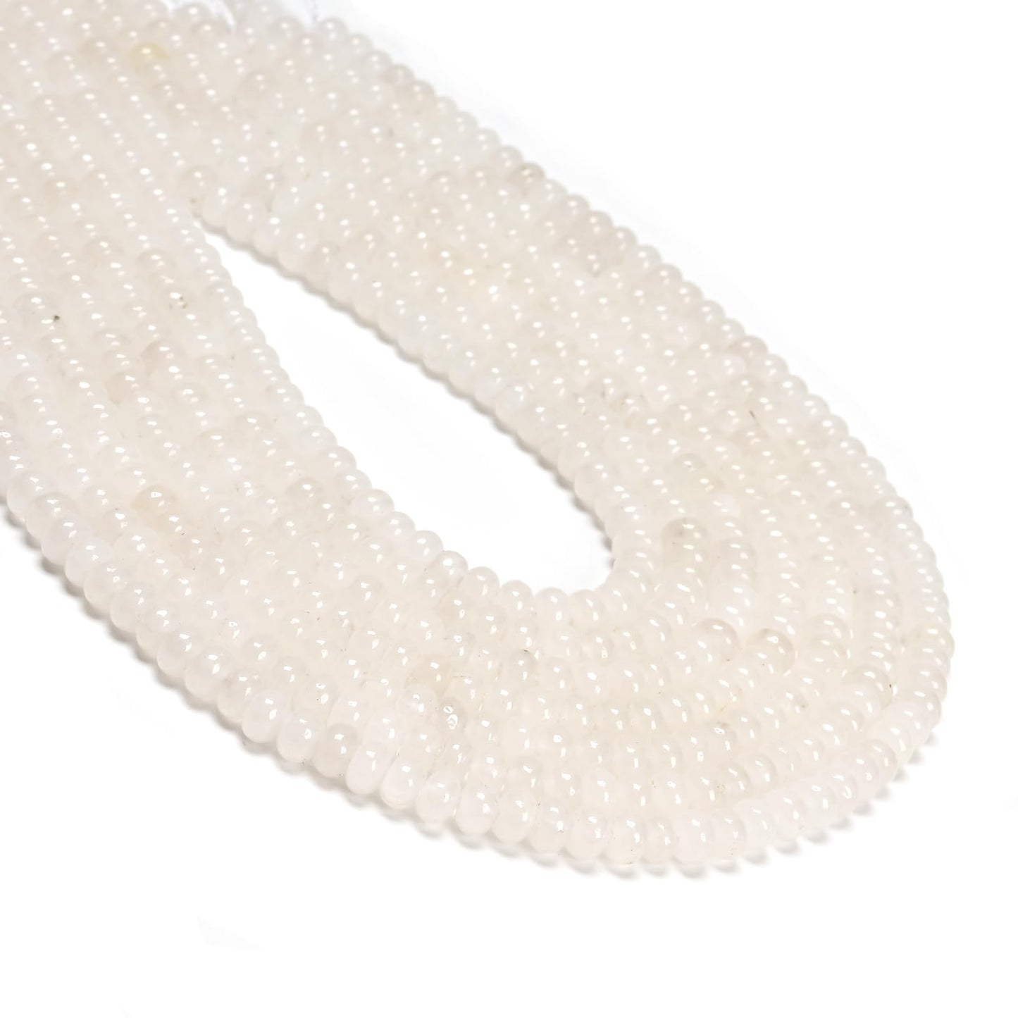 ICAI 4x6mm Natural Rondelle Beads – Loose Gemstone Spacers for DIY Jewelry Making (White Jade)