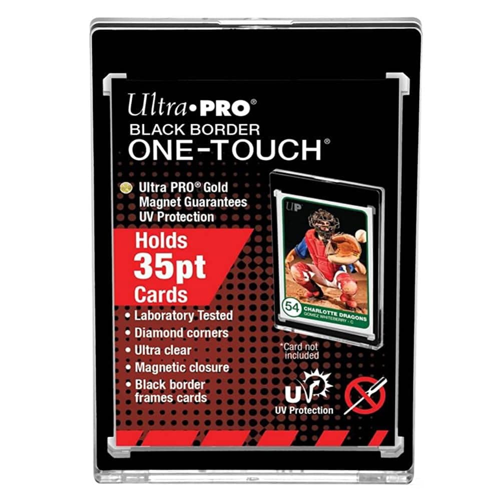 Ultra PRO ONE‑Touch Magnetic Card Holder 35pt Black Border with UV Protection – 5 Pack Premium Trading Card Display Cases