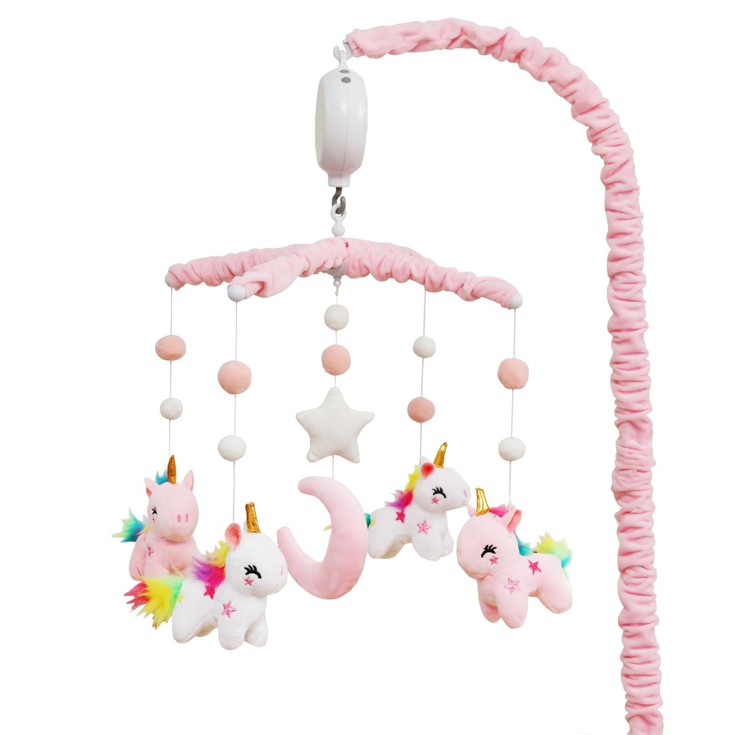 Baby Crib Mobile - Unicorn Crib Mobile for Girls with 28 Inches Mobile Arm and 35 Lullabies Musical Box, 3 Modes Digital, Volume Control, Essential Gift for Infant Bedroom Hanging Decor