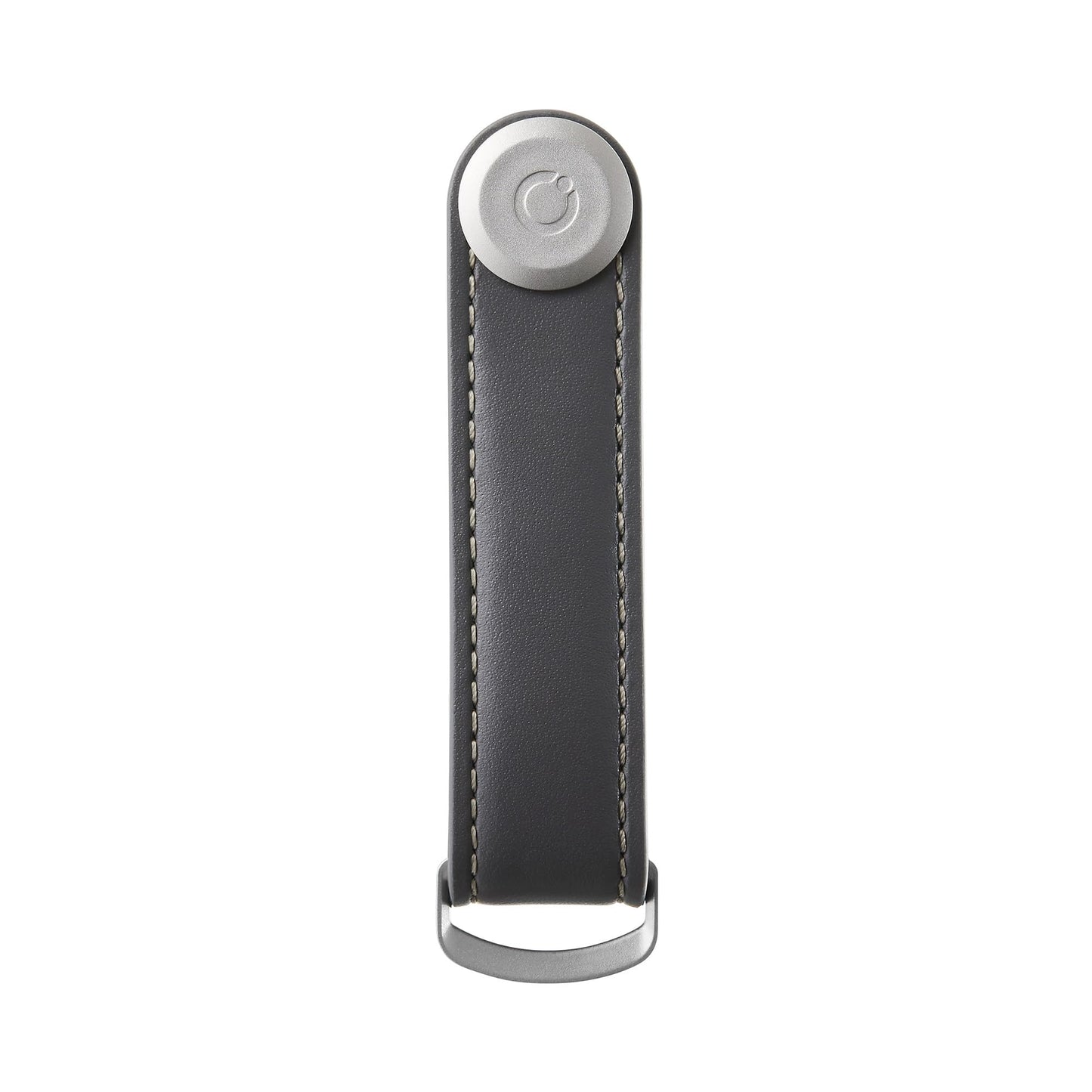Orbitkey Leather Key Organizer | Durable, Stainless Steel Locking Mechanism, Slim & Quiet Profile | Holds up to 7 Keys, Charcoal with Grey Stitching