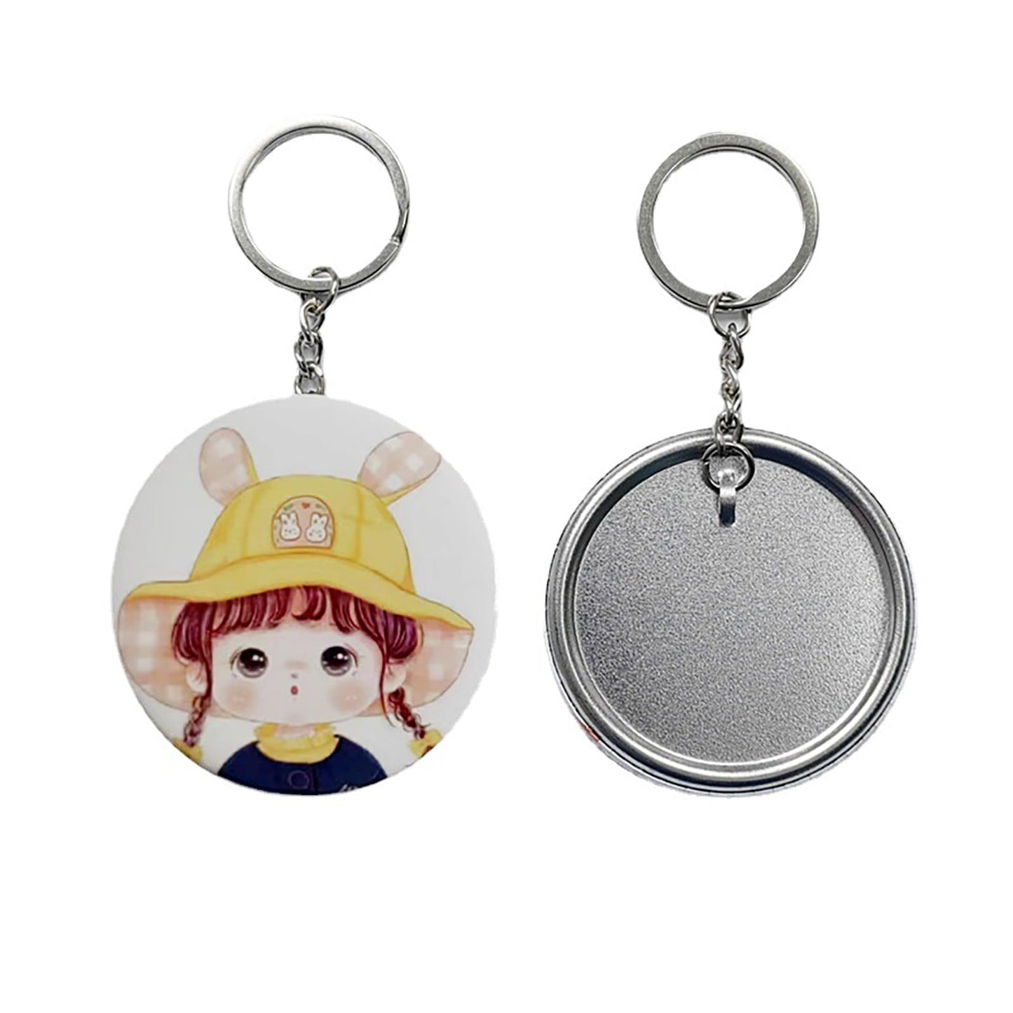 Rntfunre 200 PCS 58mm/2.25 inch Button Maker Keychains Supplies, Metal Badge Sets with Metal Shell Back Cover, Transparent Film and Chain Head