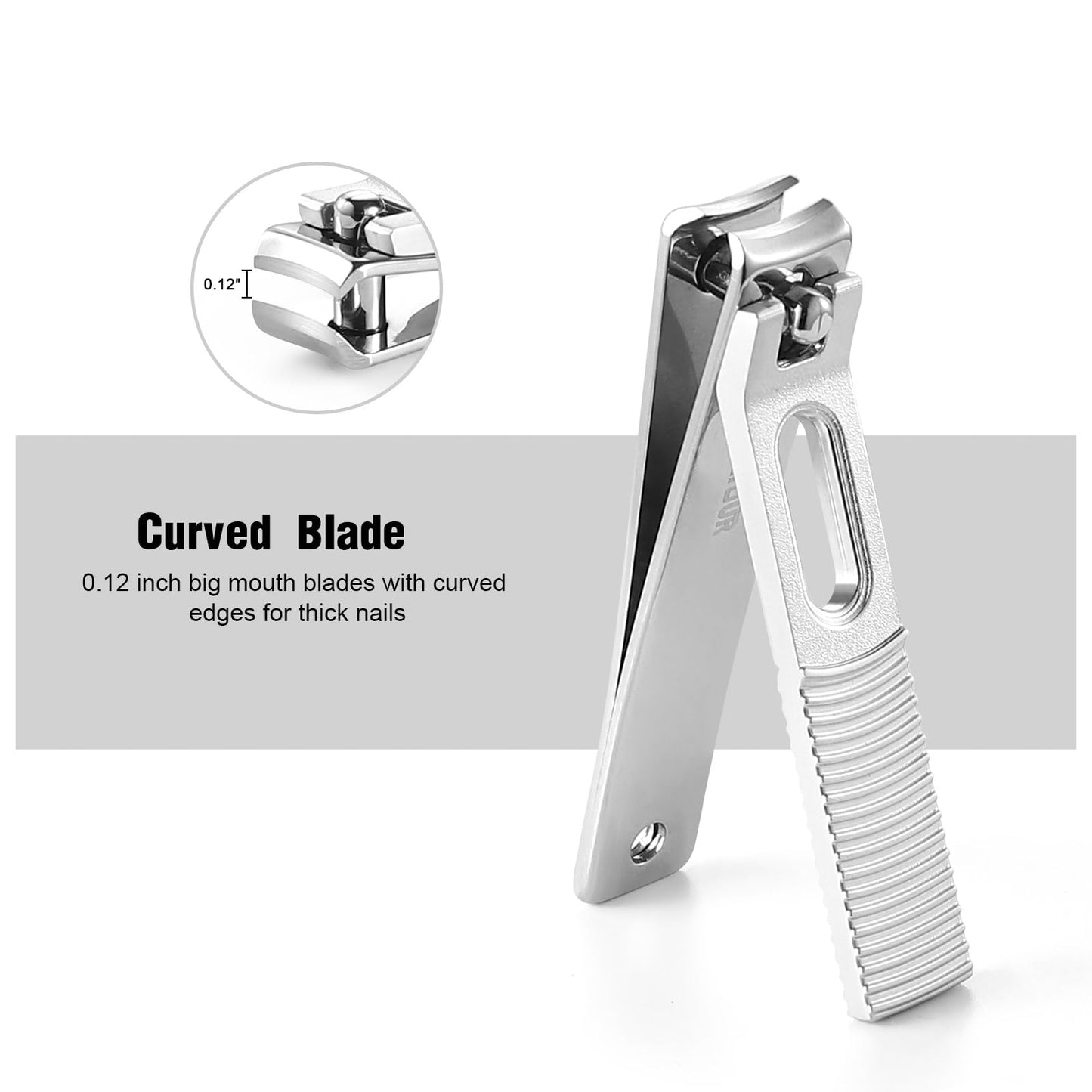 HAWATOUR Nail Clippers Set, Zinc Alloy 420J2 Stainless Steel Ultra Sharp Curved Blade Fingernail and Toenail Clipper with Visibly Tin Case, Cut-Out Design, Silver
