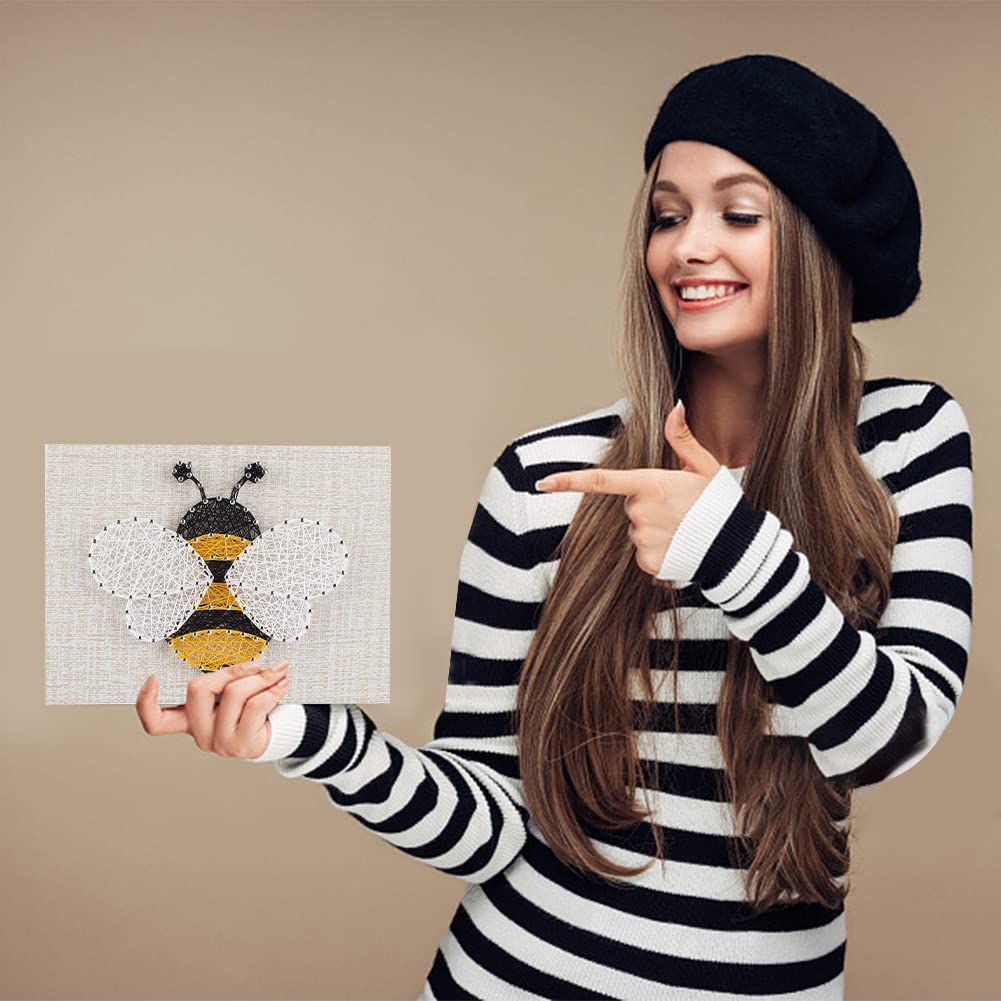 WEBEEDY 3D String Art Kit for Adults Beginners, DIY Bee String Craft Kit, Include All Necessary Accessories and Frame, Christmas Mother's Day Home Wall Decorations Unique Women Gift