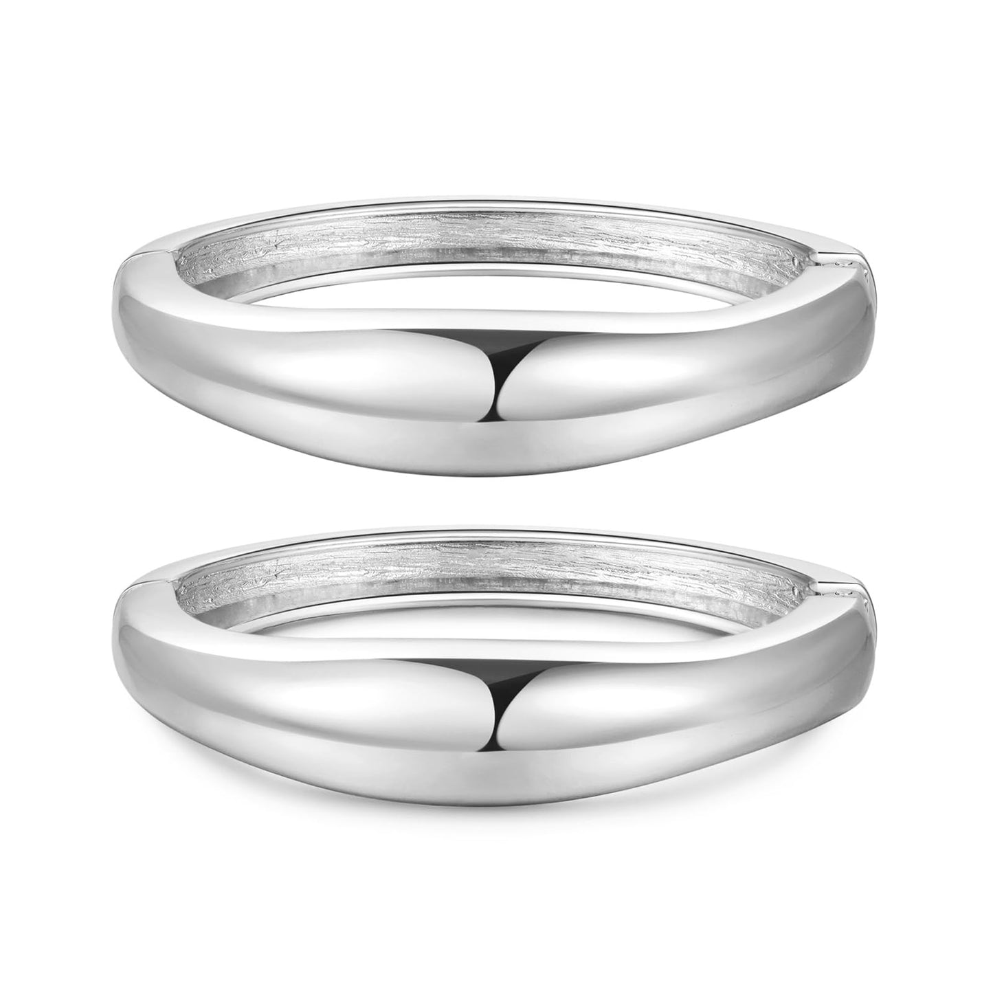 AYWFCBF Silver Bangles for Women, 2pcs Trendy Bracelet Stack Hinged Open Cuff Silver Bracelets for Women