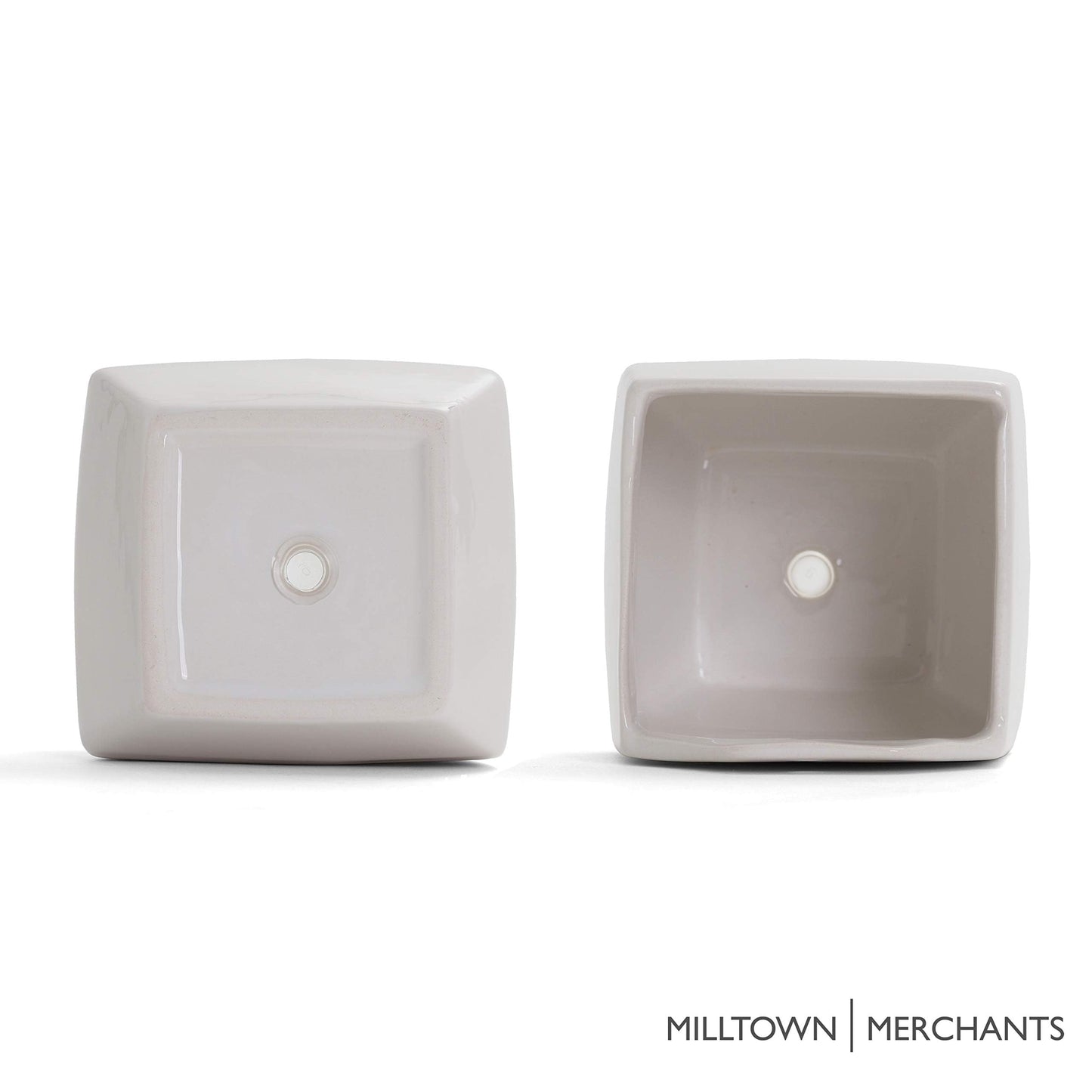 Milltown Merchants Succulent Wall Planters - Wall Vases - White Ceramic Wall Mounted Planters - Succulent Plant Pots - Hanging Vases for Living Wall (2 Pack/Contemporary/White)