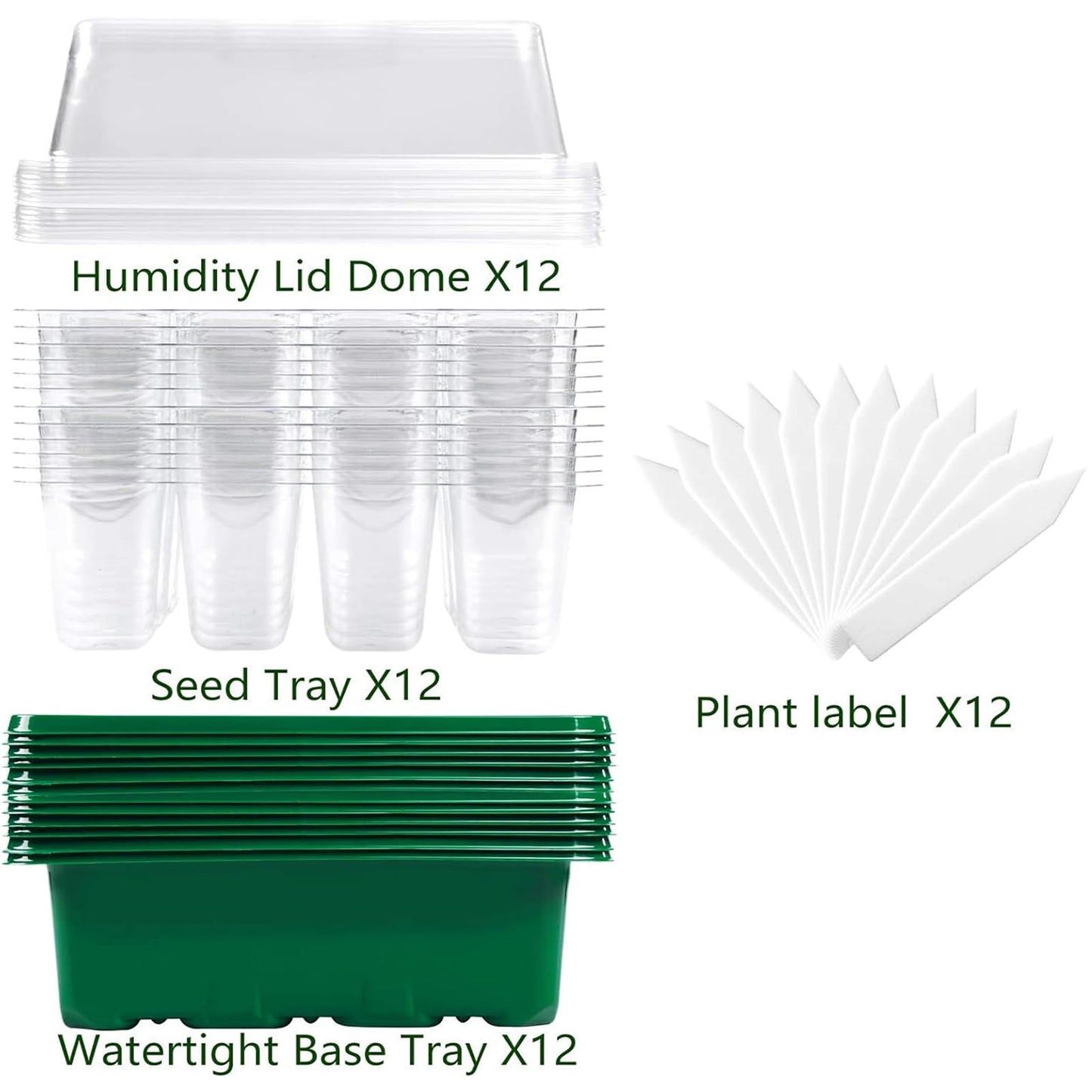 Hdeoops Seed Starter Tray, 12 Set Seedling Kits with Adjustable Humidity Dome, Plant Starter Kit for Seeds Growing Starting (12 Cells per Tray)