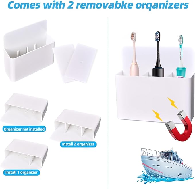 Magnetic Toothbrush Holders for Cruise Essentials 2025, Travel Toothbrush Holder for Bathrooms, Tooth Brush Organizer for Caribbean Cruise & Alaskan Cruise Must Haves