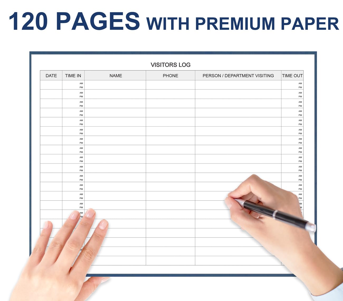 Visitors Register Book - Visitor Log Book with 120 Pages, 9" X 7", Blue Hardbound Cover, Wedding Reception and Events Reception Supplies