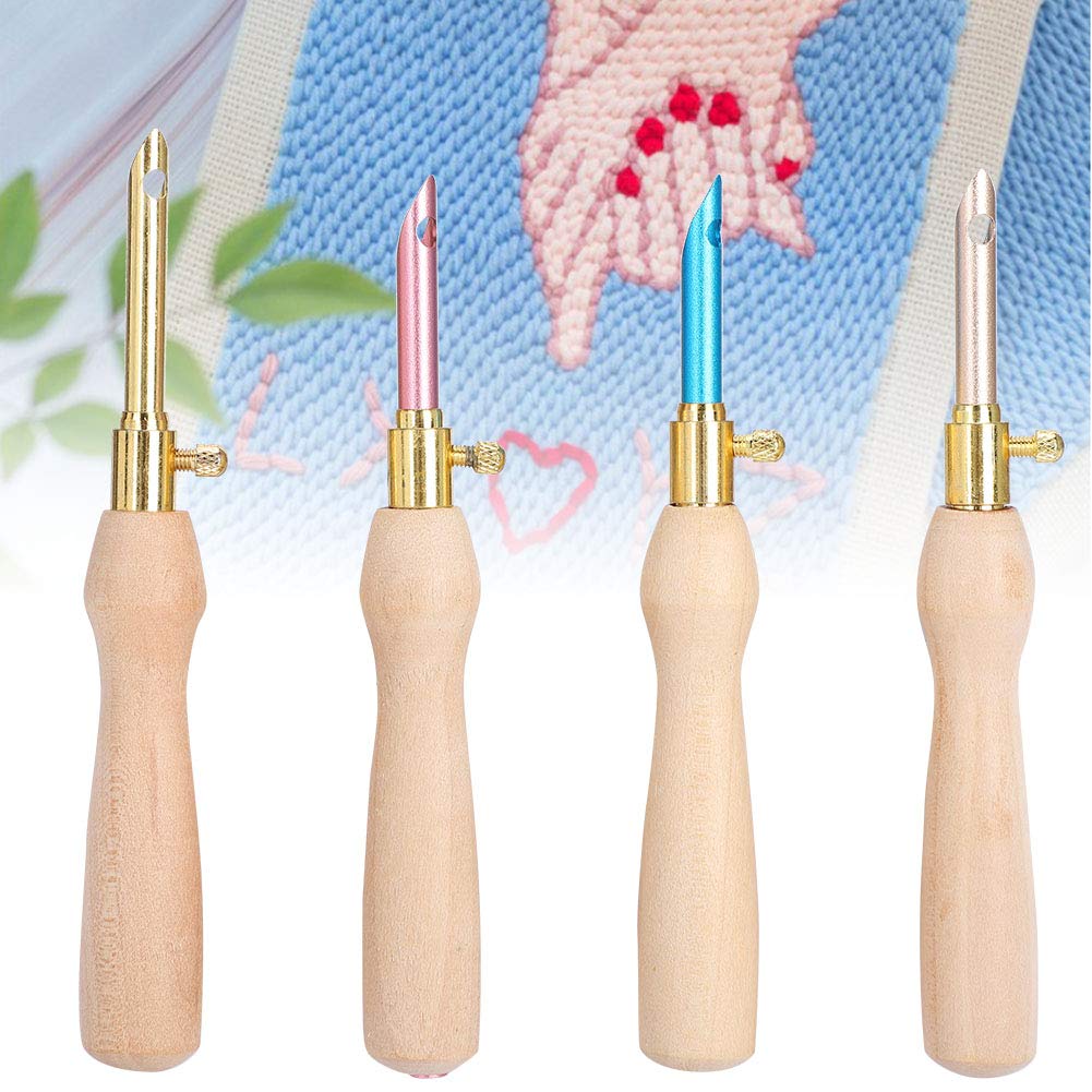 Lavor Punch Needle Supplies 10×6×2 4pcs Portable Punch Needle Knitting Embroidery Pen Wooden Handle for Sewing Felting DIY Craft Handwork