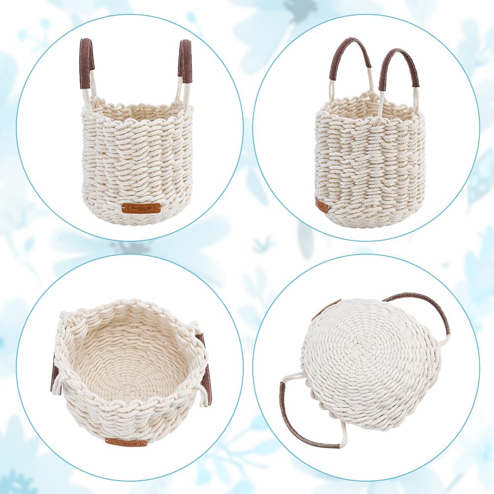 FREEBLOSS Macrame Basket Kit DIY Macrame Kit for Beginners with Instruction White Cotton Cord Basket Weaving Craft Supplies for Holiday Activities Desktop Storage