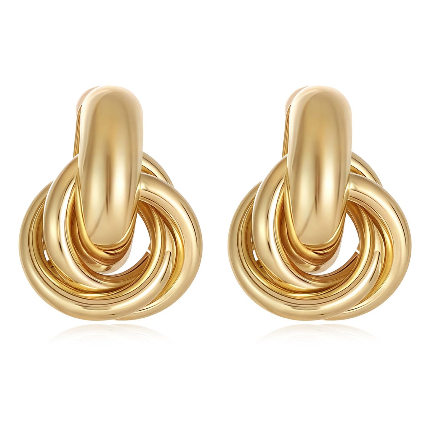 14K Gold Earrings for Women Knot Earring Studs Chunky Twisted Link Drop Statement Jewelry