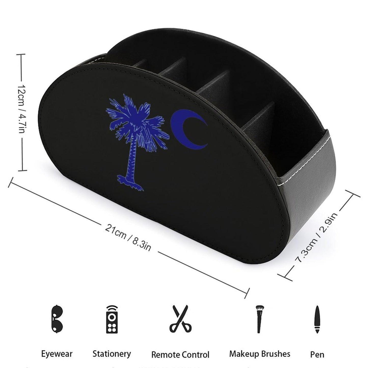 South Carolina Flag Palm Remote Control Holder with 5 Compartments Caddy Desktop Organizer for Home Office