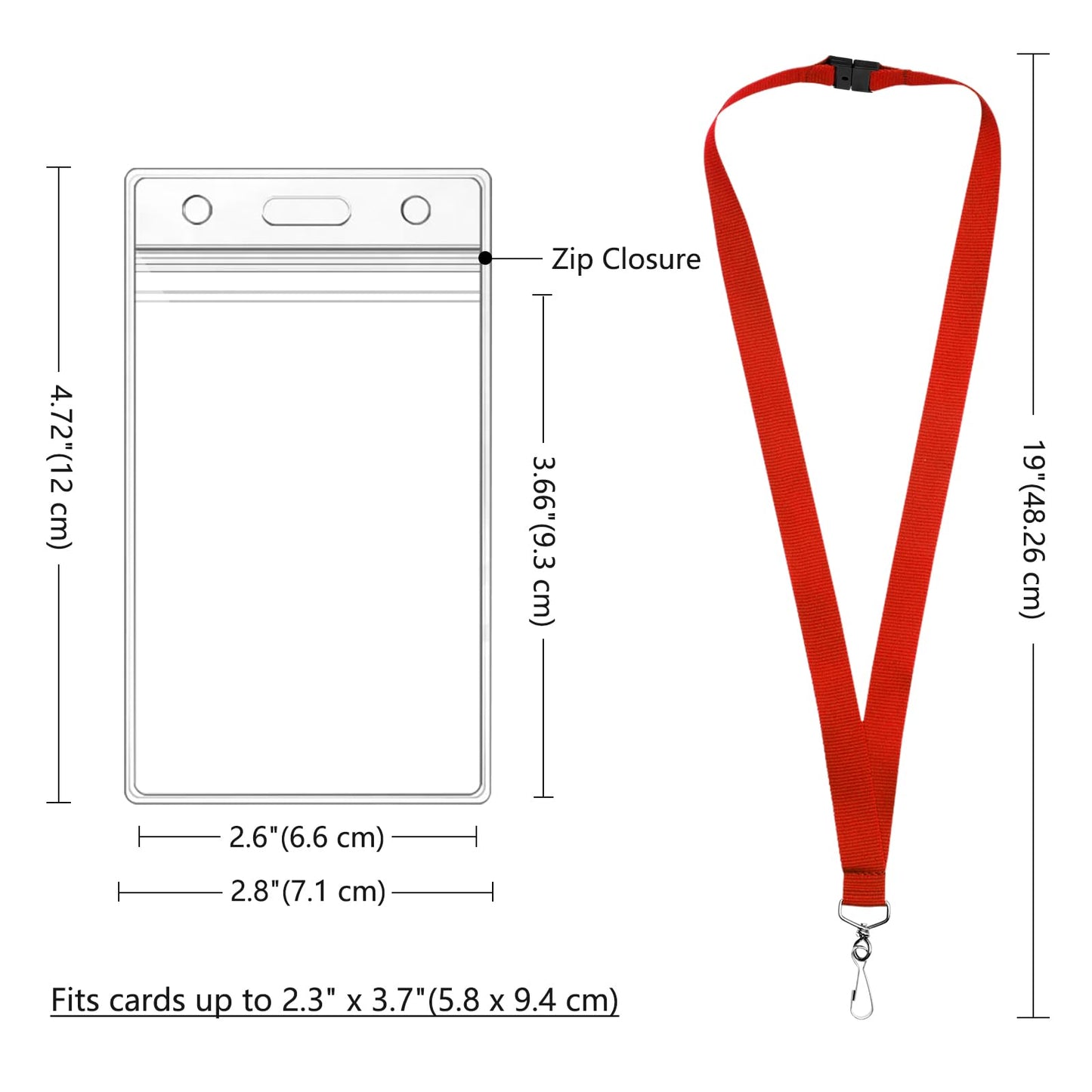 WEZEBEL 24-Pack Red Breakaway Lanyards with Waterproof Badge Holders, Polyester Neck Straps for ID Cards, Events, Office, and Schools