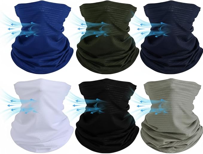 Geyoga 6 Pieces Winter Face Mask for Men UV Protection Mask Sunscreen Breathable Windproof Neck Gaiters Scarf Fishing Cycling Running (Classic Colors)