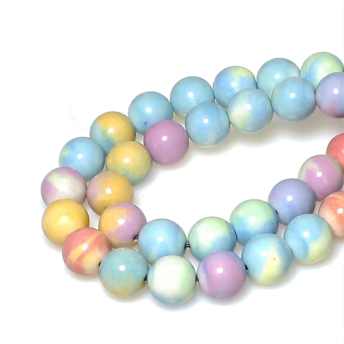MJDCB Natural Stone Beads 8mm 43pcs Round Rainbow Stone Loose Gemstone Bead Charms for Jewelry Making Bracelet Necklace Earring Pendant