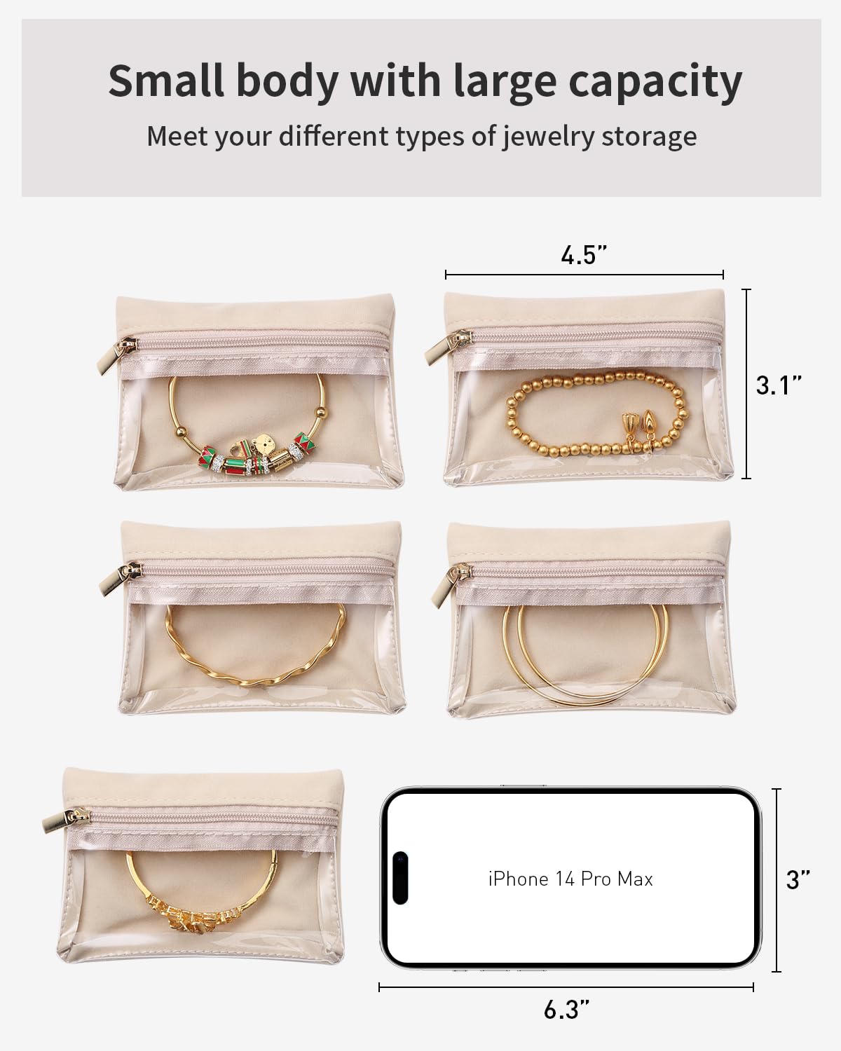 Vlando 6 Pcs Jewelry Bag and Cosmetics Bag for Women