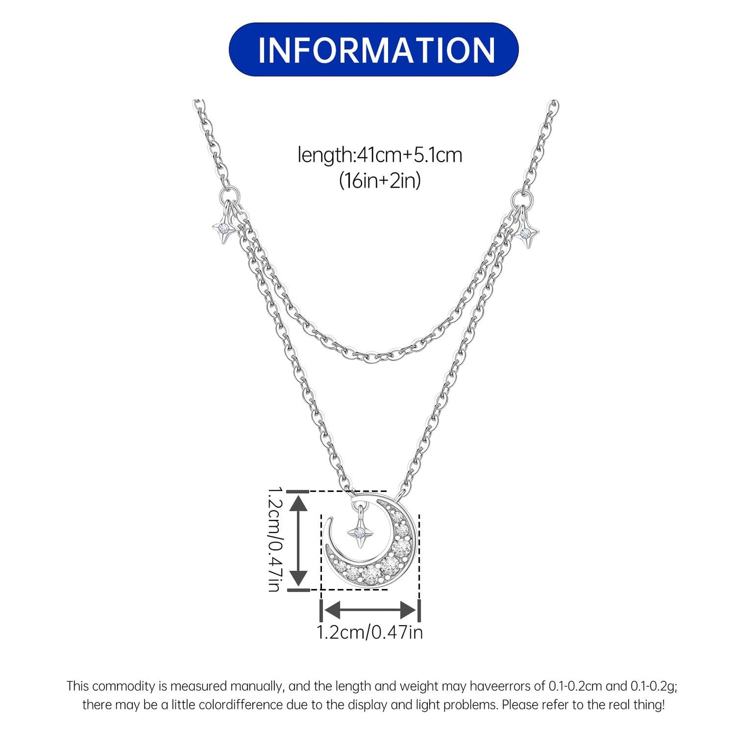 MISEFF 925 Sterling Silver Fashion Pendant Necklace for Women，Fashion Jewelry, 18K Gold Plated， Advanced Retro Series Link Chains ，Basic Multifunctional Accessories Suitable for Multiple Occasions and Daily Wear (moon)