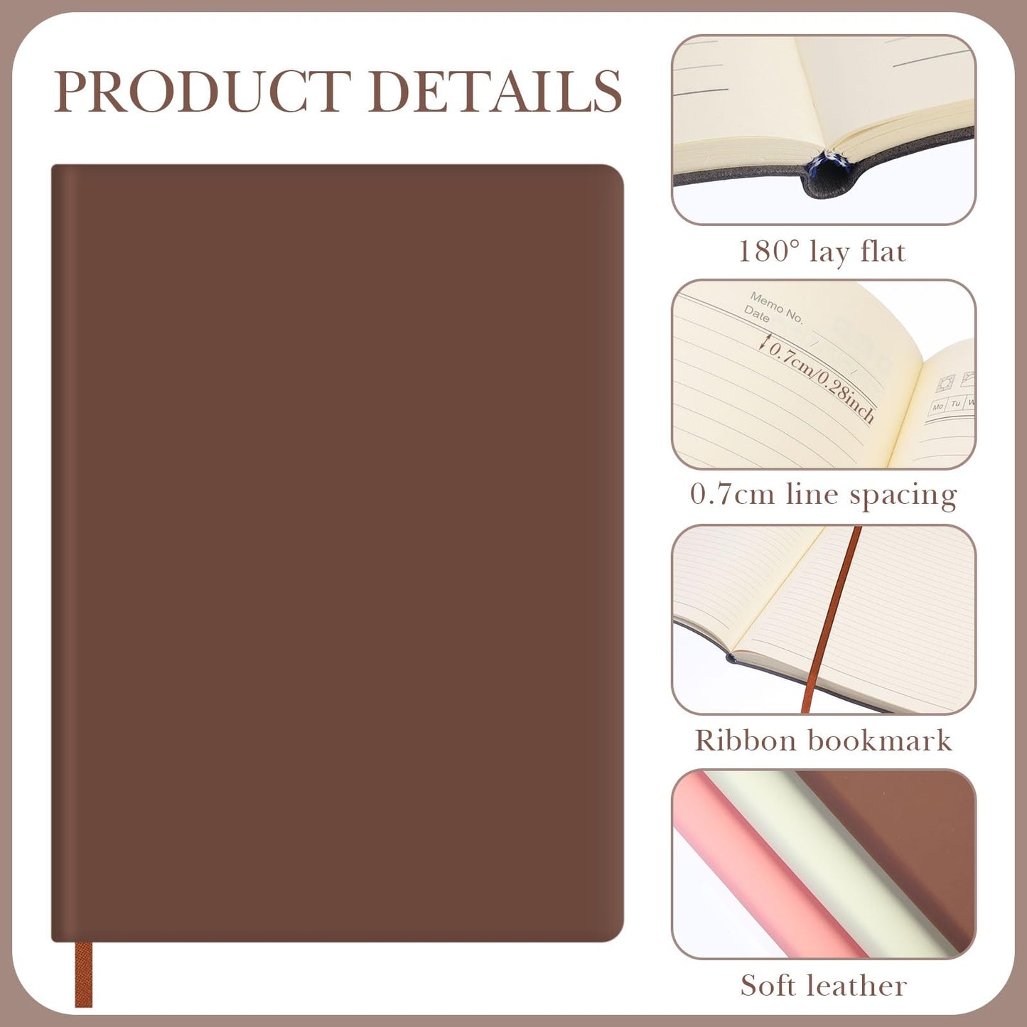 Tenceur 5 Pcs A4 College Ruled Notebook 8.5'' x 11'' Lined Journal 200 Pages Lined Artificial Leather Sketchbook for Writing Office School Business Home Gifts Supplies(Multi Color)