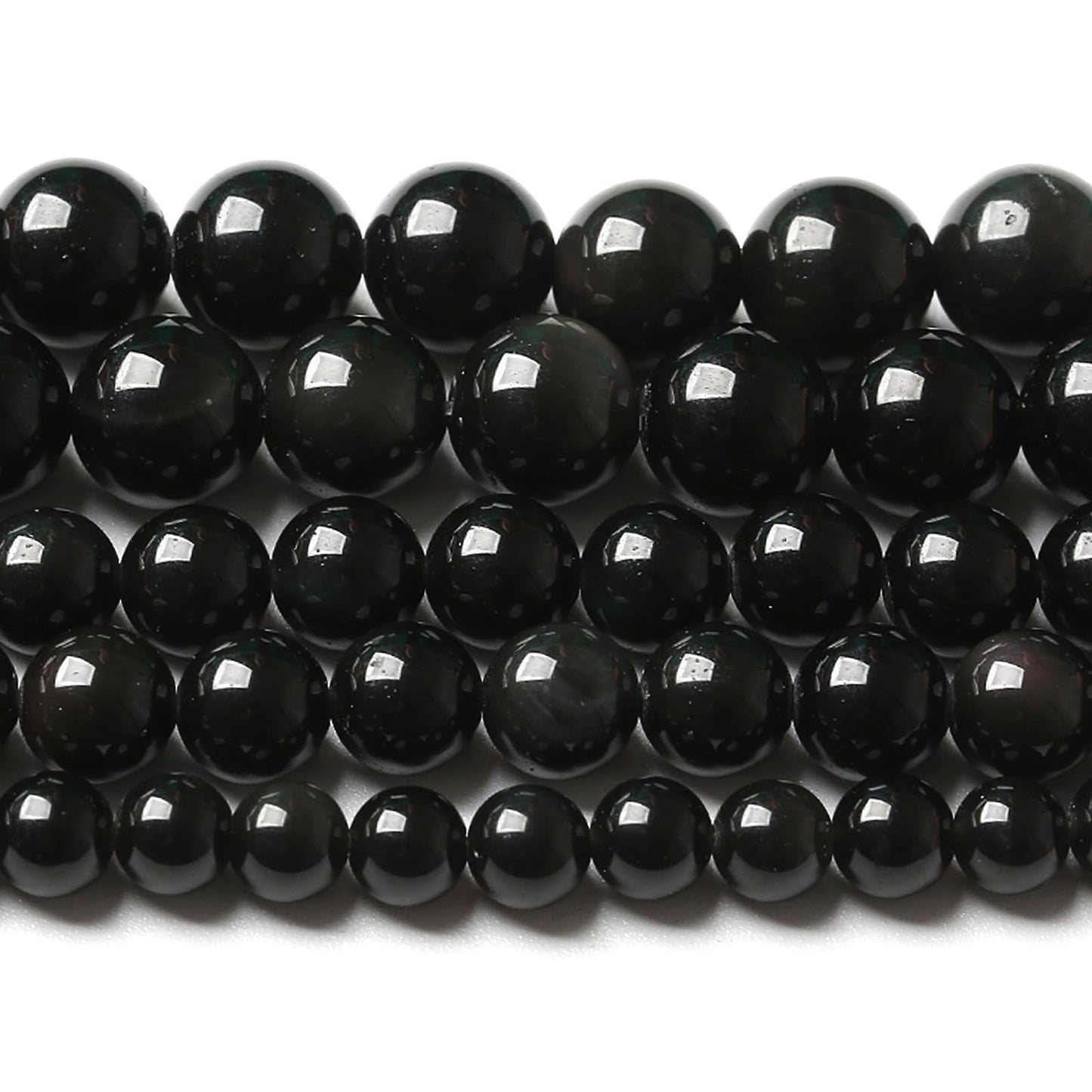 10MM 72pcs Natural Black Obsidian Stone Energy Healing Beads Round Loose Beads for Jewelry Making Bracelet 2 Strands 32"