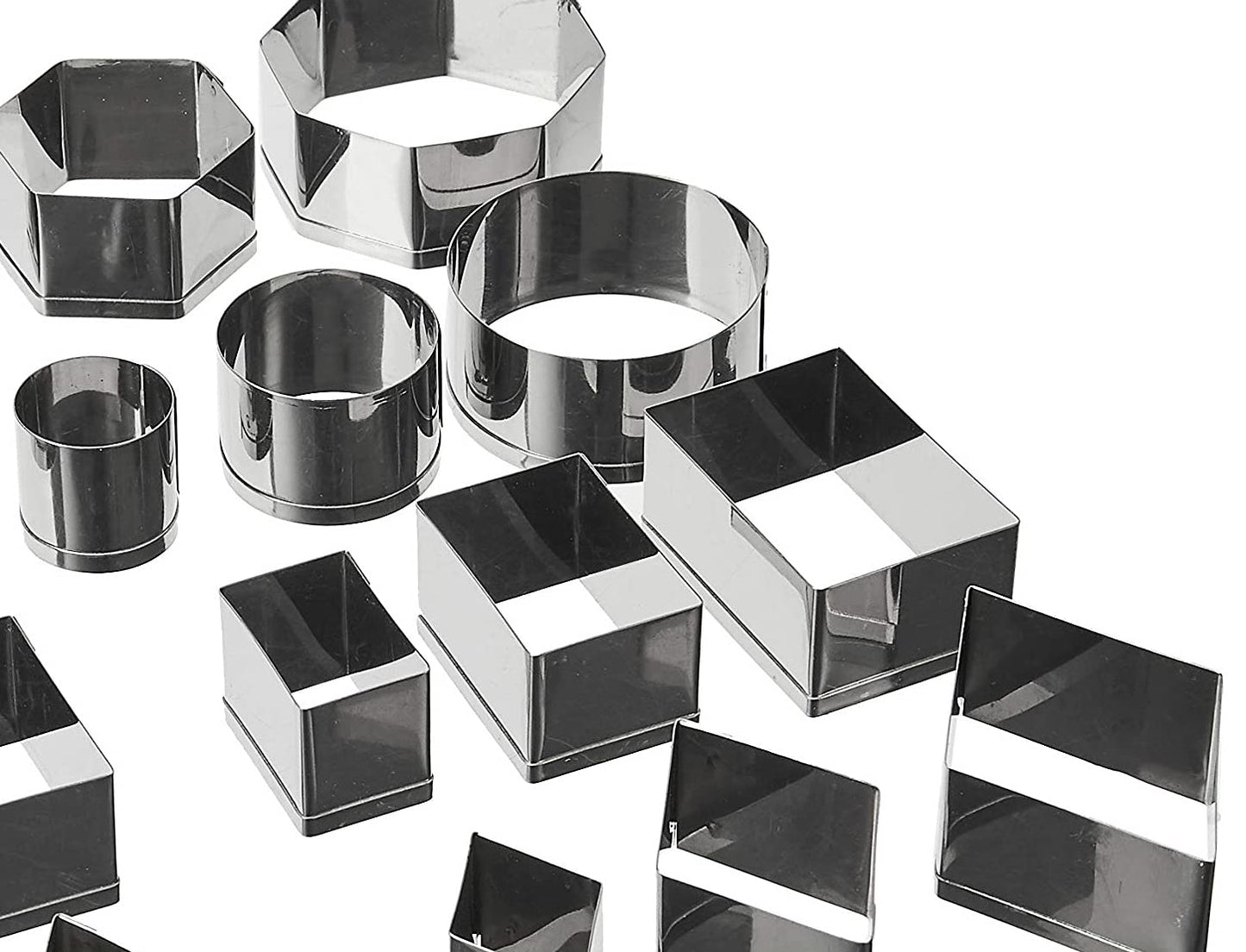 Ateco Plain Edge Geometric Shapes Cutters in Graduated Sizes, Stainless Steel, 24 Pc Set