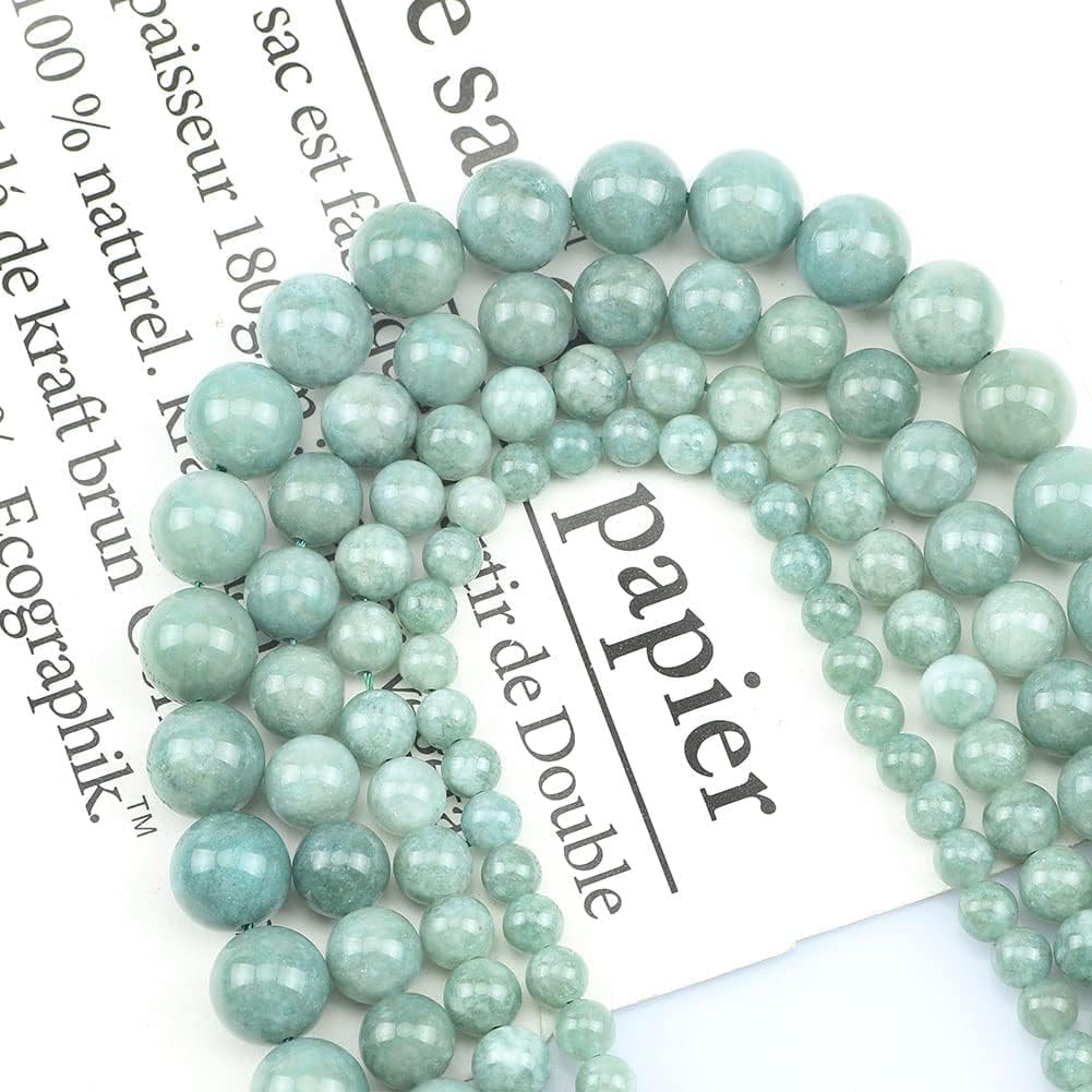 Yochus 45pcs Burmese Jade Beads，8mm Healing Power Natural Stone Round Loose Gemstone Beads for Jewelry Making Earring Necklace DIY Crafts