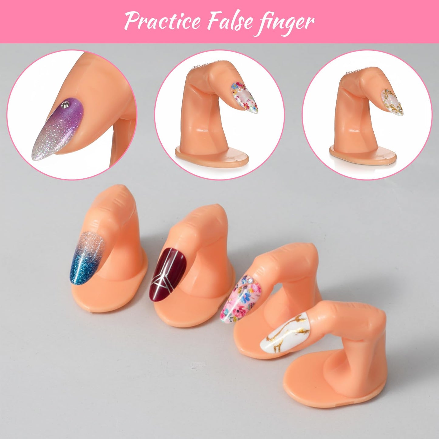 100 Pcs Practice Fingers, DIY Nail Art Training Fingers, Nail Decoration Training Fingers for Nail Art Beginners, Lovers and Salon Artists