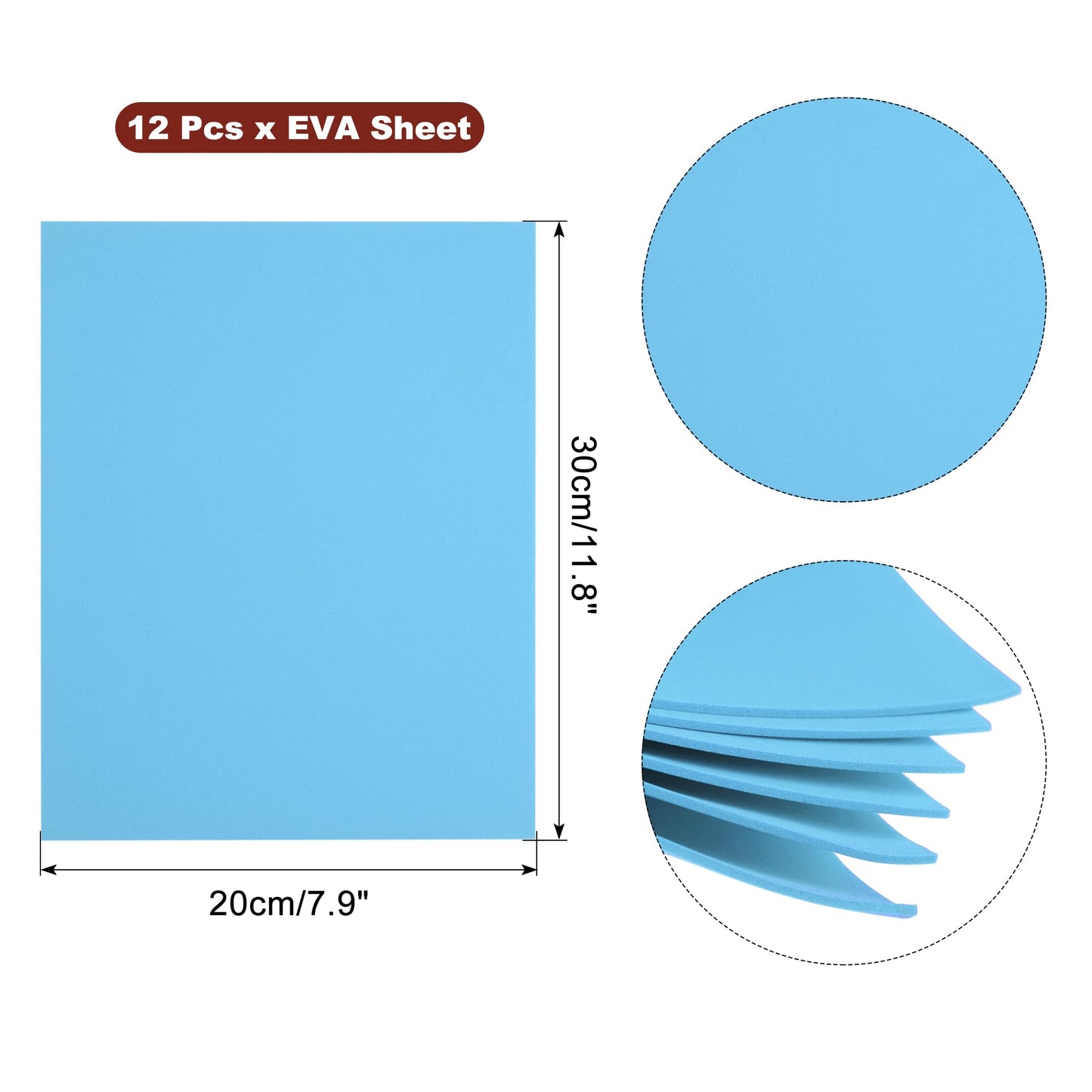 uxcell Light Blue EVA Foam Sheets 11.8x7.9 in 1.8mm Thickness for Crafts DIY, 12 Pcs
