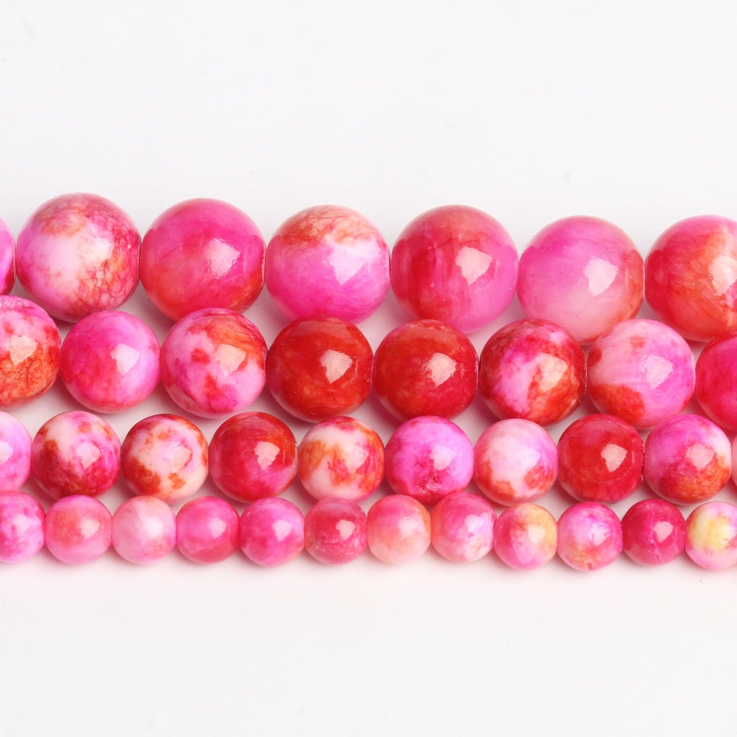 Yochus 60pcs 6mm Rose Red Persian Jade Energy Healing Round Bulk Gemstone Beads for Jewelry Making Bracelet Necklace Earring DIY