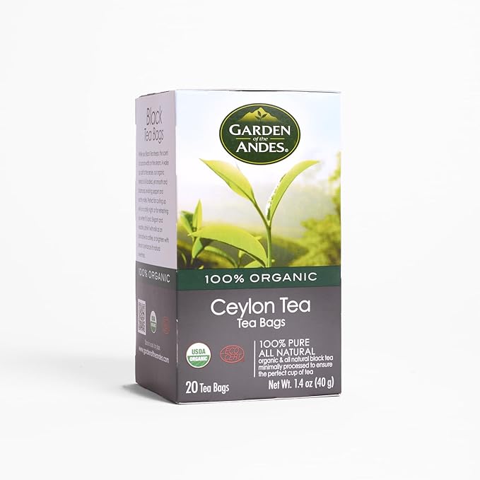Garden of the Andes - Organic Ceylon Black Tea - 20 Tea Bags per Box, Pack of 6 (120 Tea Bags) - Estate-Grown Single-Origin - Robust Aromatic Flavor, Traceable Farm-to-Cup