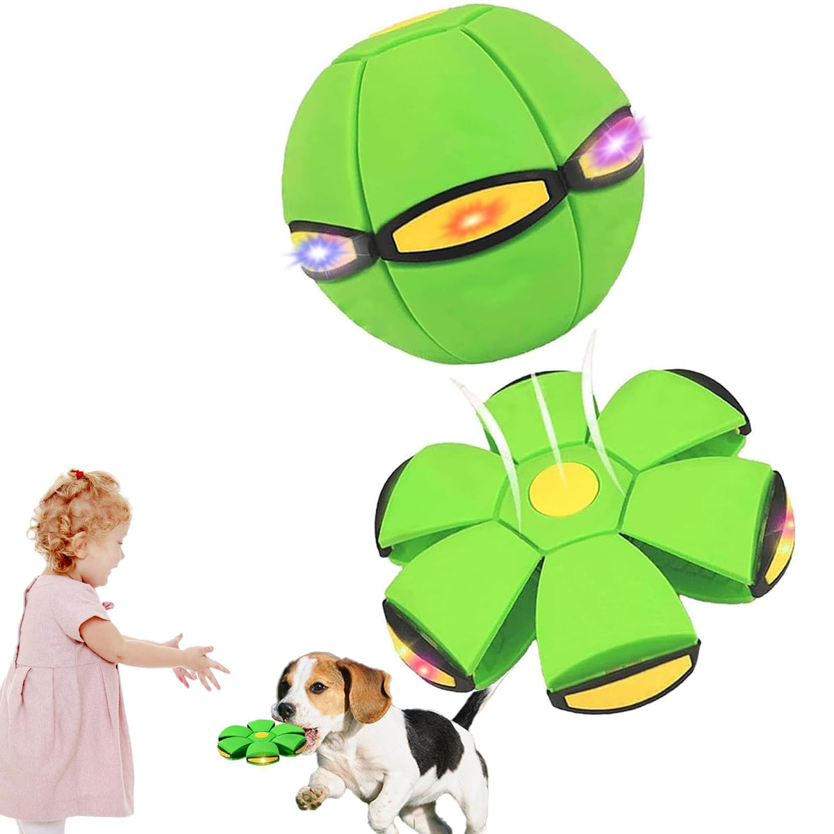 BADWALT 3PCS Dog Flying Disc Toy - Light Up Saucer Ball for Dogs - Outdoor Games (Red+Blue+Pink)