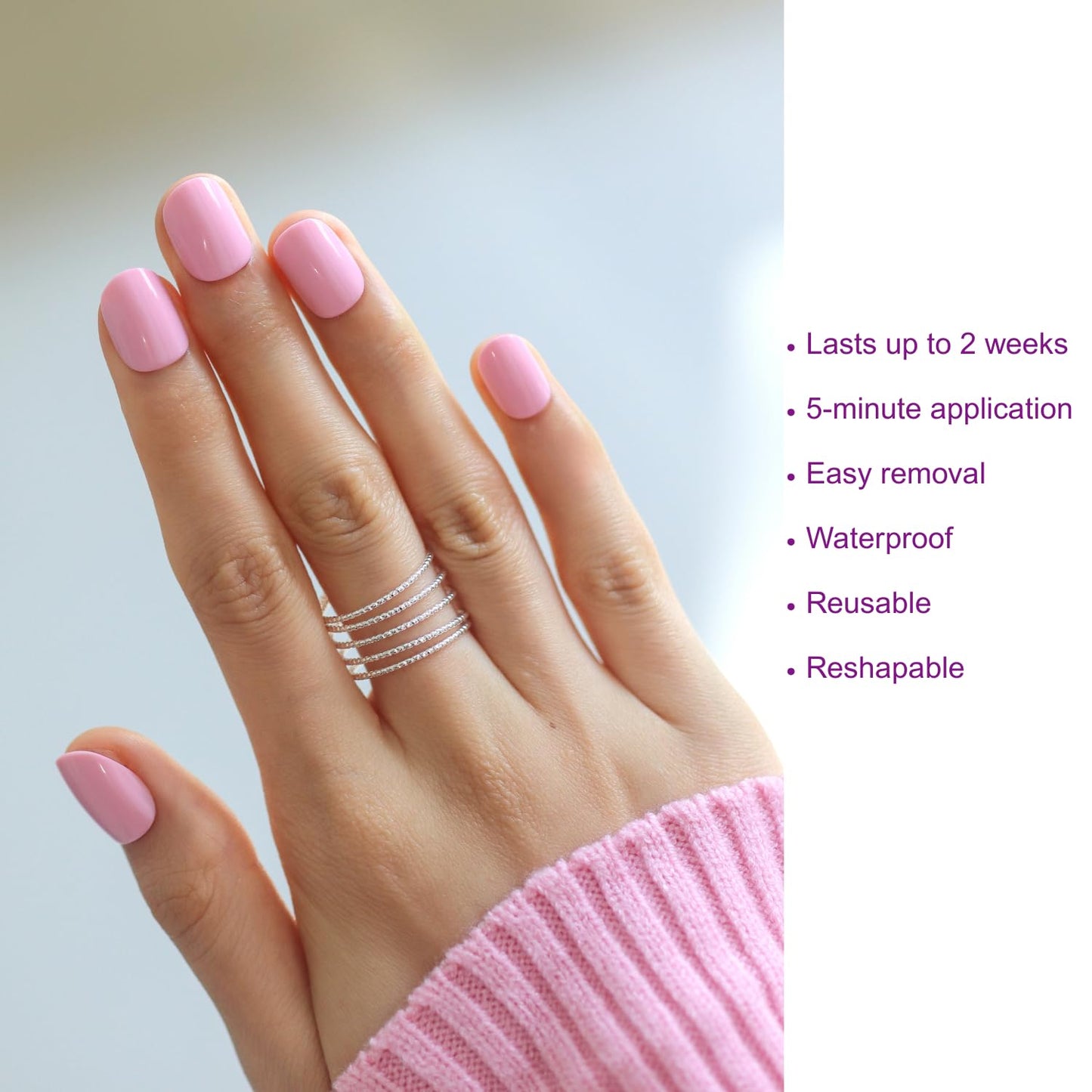 LAMIMOSA 32Pcs Press On Nails Extra Short Round – Solid Pastel Pink Fake Nails with Glue, Soft Gel Nails in 16 Sizes, Reusable Glue on Nails Kit, Baby Pink Spring Summer Extra Small Nails, ROSETTA
