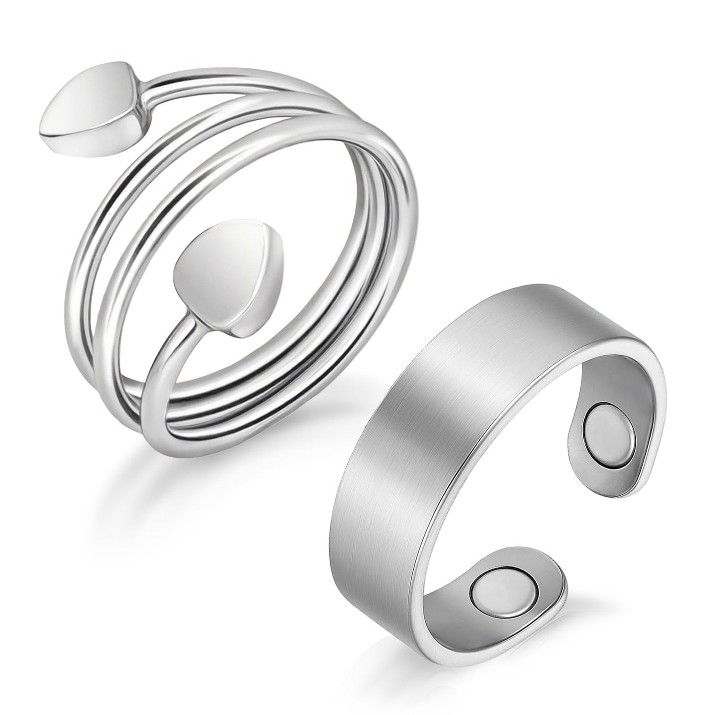 Copper Rings for Women, 99.99% Pure Copper Magnetic Thumb Ring with 3500 Gauss Magnets, Adjustable Jewelry Gift with Box(2 PCS)